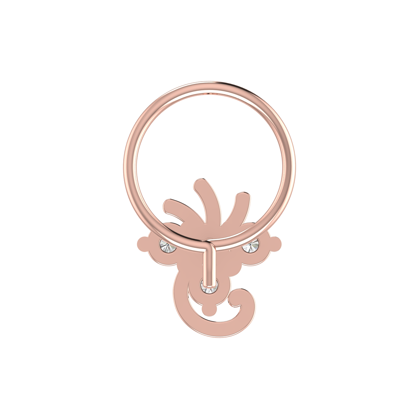 14K Gold Floral Cluster With Gold Detailing Design 0.12ct Natural Diamond Nose Pin