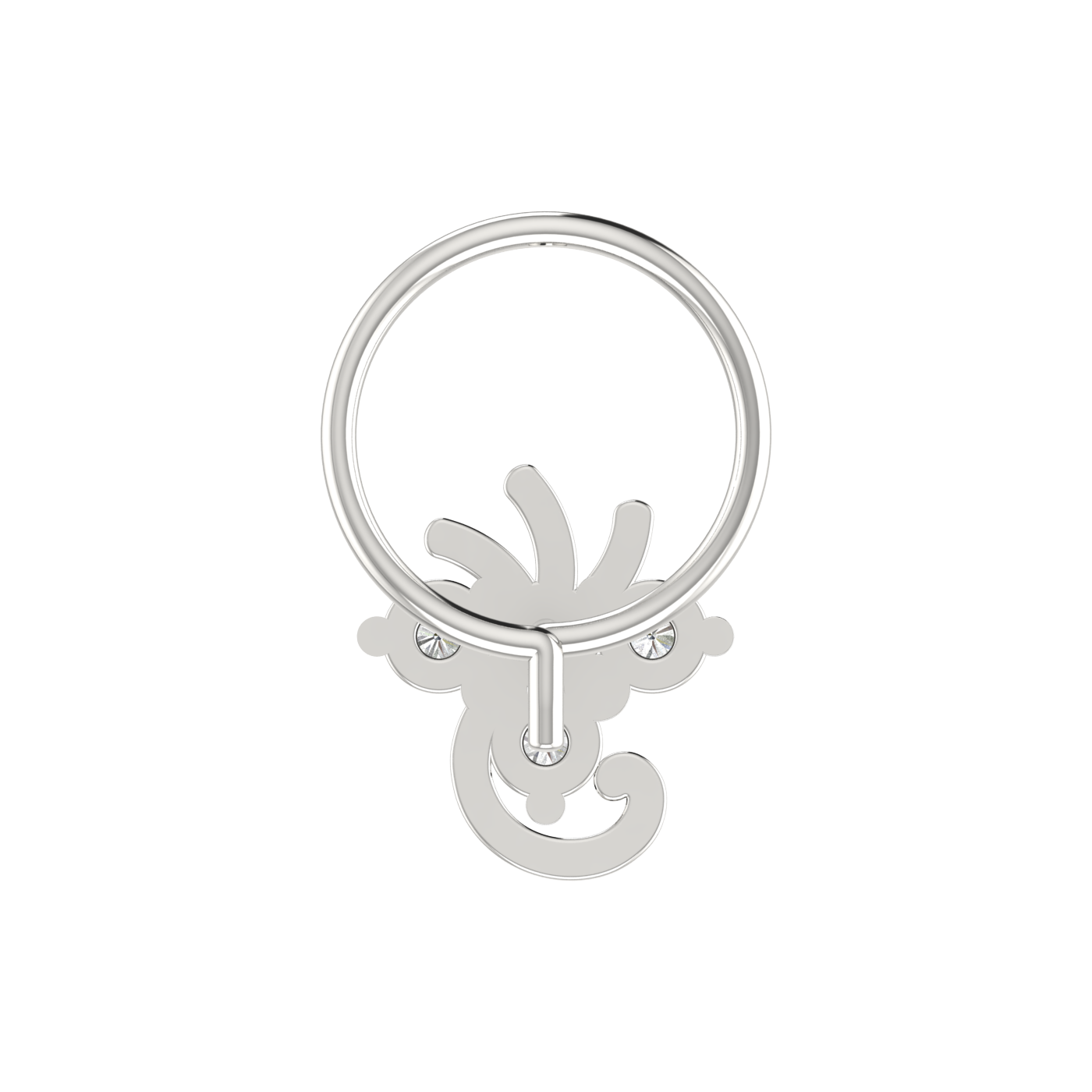 14K Gold Floral Cluster With Gold Detailing Design 0.12ct Natural Diamond Nose Pin