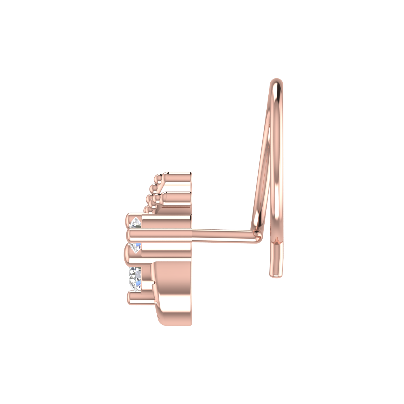 14K Gold Floral Cluster With Gold Detailing Design 0.12ct Natural Diamond Nose Pin