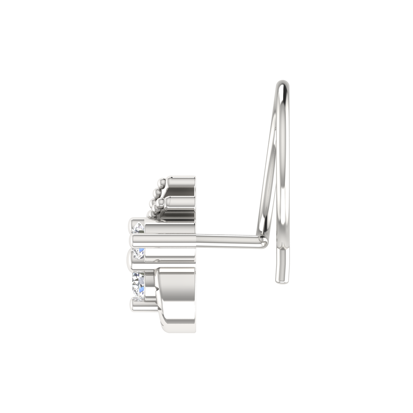 14K Gold Floral Cluster With Gold Detailing Design 0.12ct Natural Diamond Nose Pin