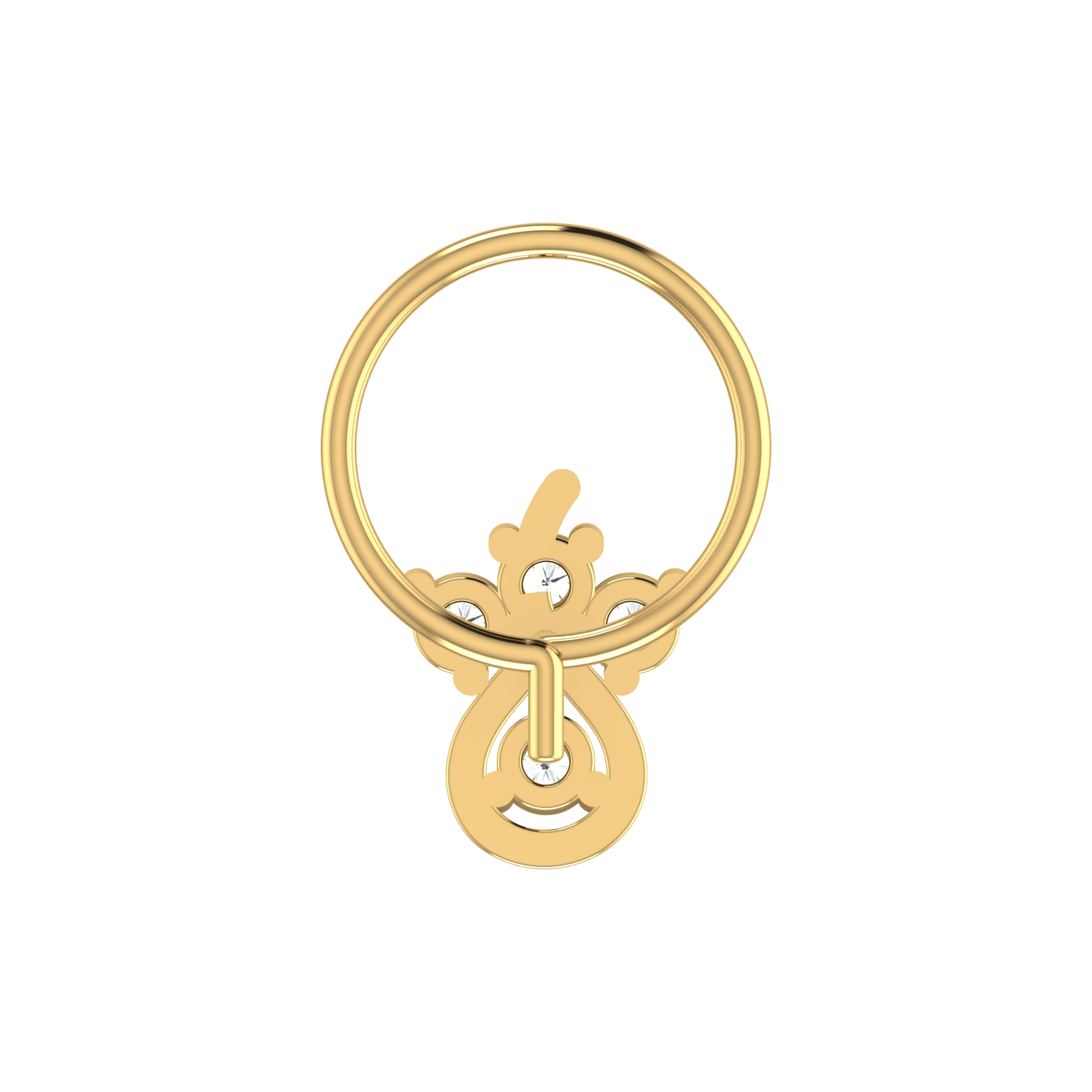 14K Gold Teardrop and Floral-Inspired design 0.08ct Natural Diamond Nose Pin