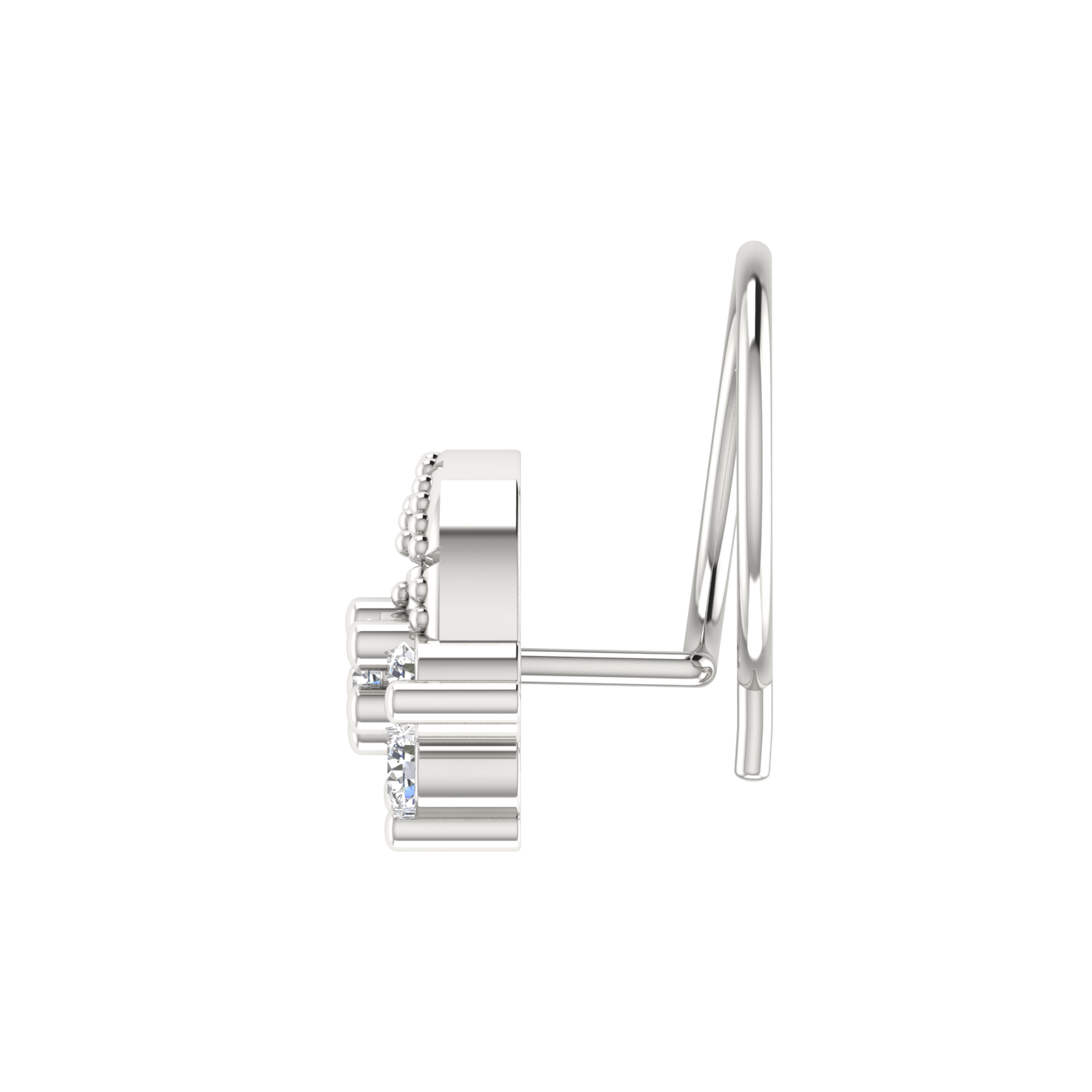 14K Gold Floral and Layered Arch Design 0.11ct Natural Diamond Nose Pin