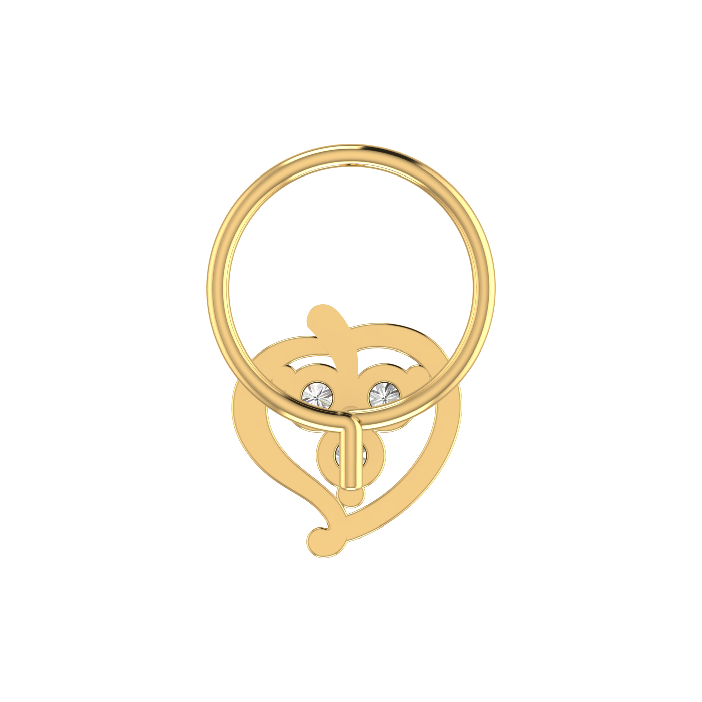 14K Gold Heart-Shaped Floral Design 0.06 Ct  Natural Diamond Nose Pin