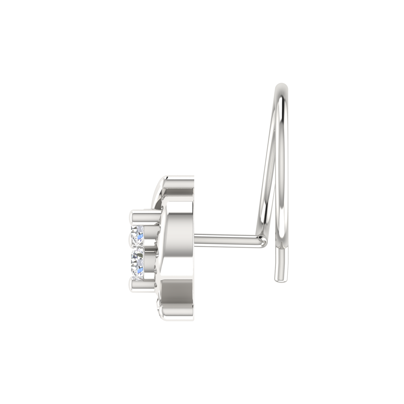 14K Gold Heart-Shaped Floral Design 0.06 Ct  Natural Diamond Nose Pin