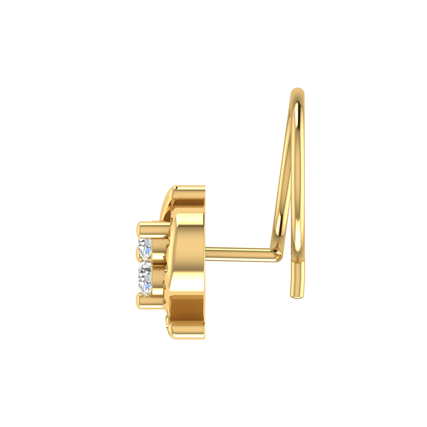 14K Gold Heart-Shaped Floral Design 0.06 Ct  Natural Diamond Nose Pin