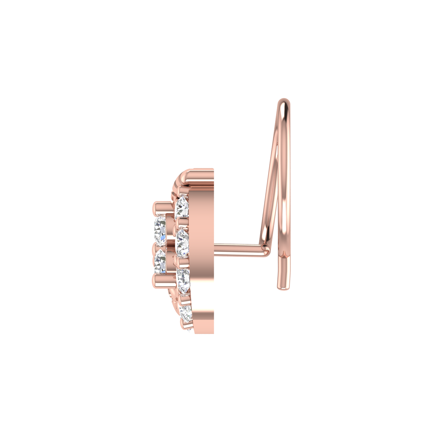 14K Gold Crescent-Shaped Floral Design 0.16 Ct Natural Diamond Nose Pin