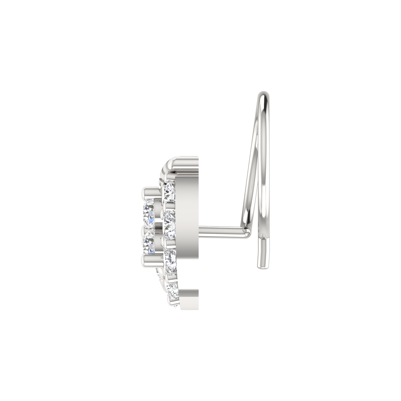 14K Gold Crescent-Shaped Floral Design 0.16 Ct Natural Diamond Nose Pin