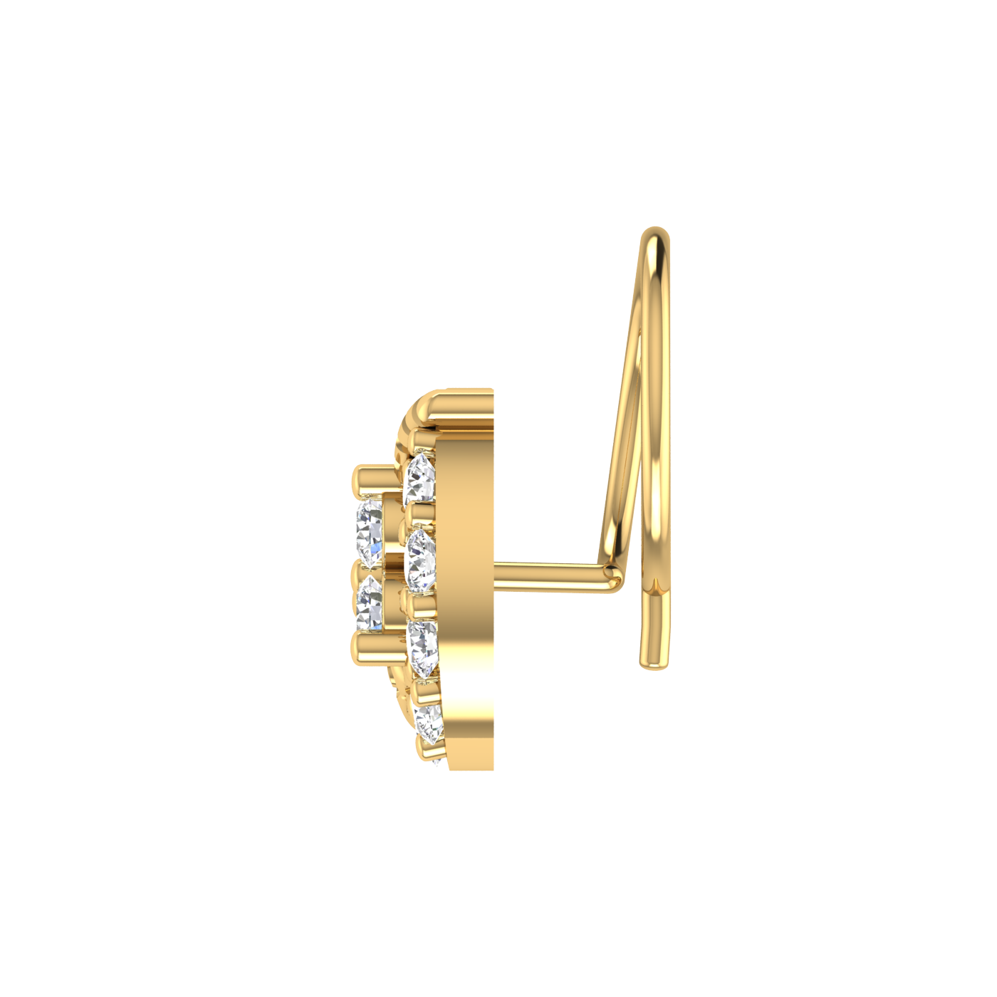 14K Gold Crescent-Shaped Floral Design 0.16 Ct Natural Diamond Nose Pin