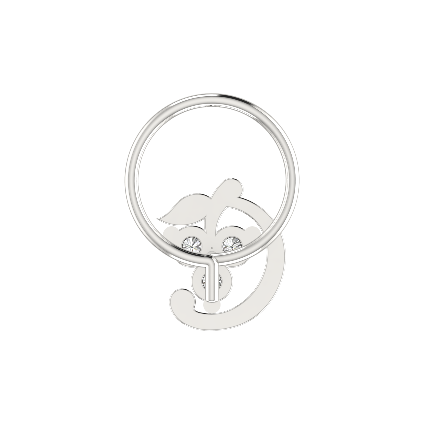 14K Gold Floral & Abstract Design 0.06ct Natural Diamond Nose Pin