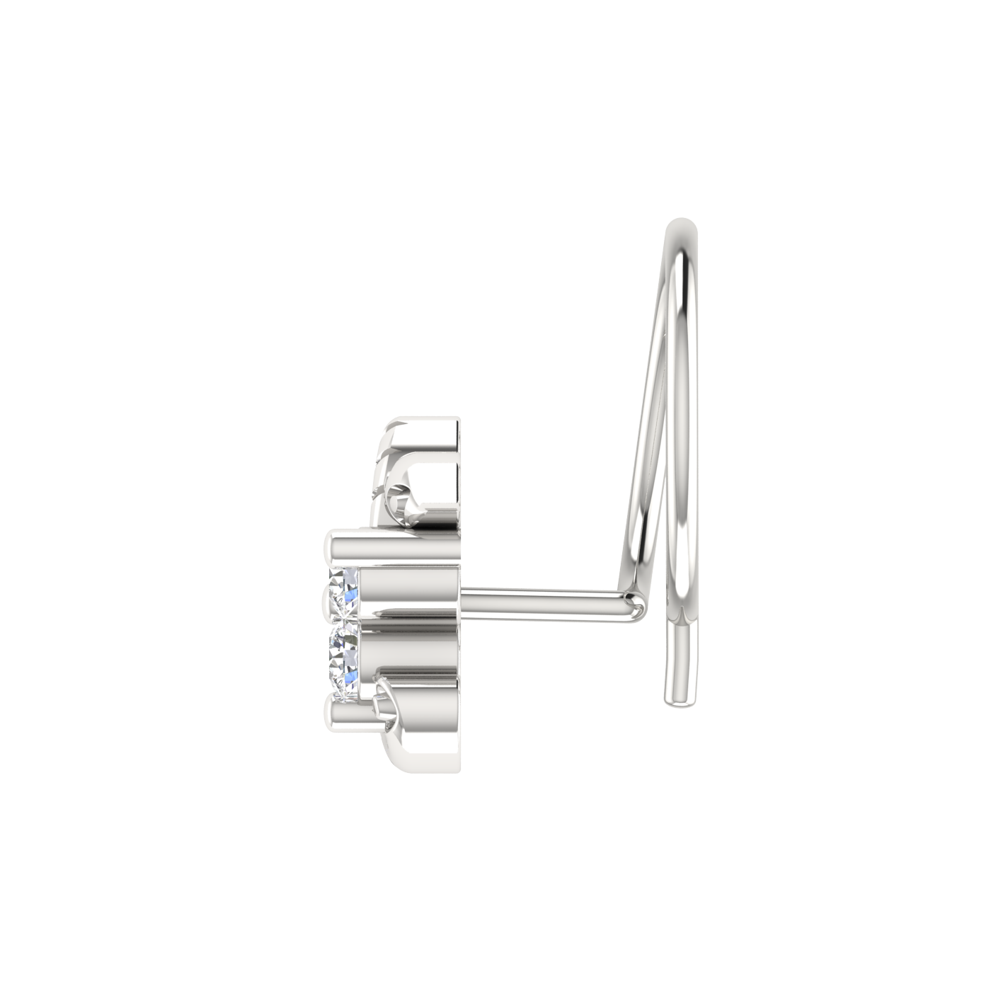 14K Gold Floral & Abstract Design 0.06ct Lab Grown Diamond Nose Pin