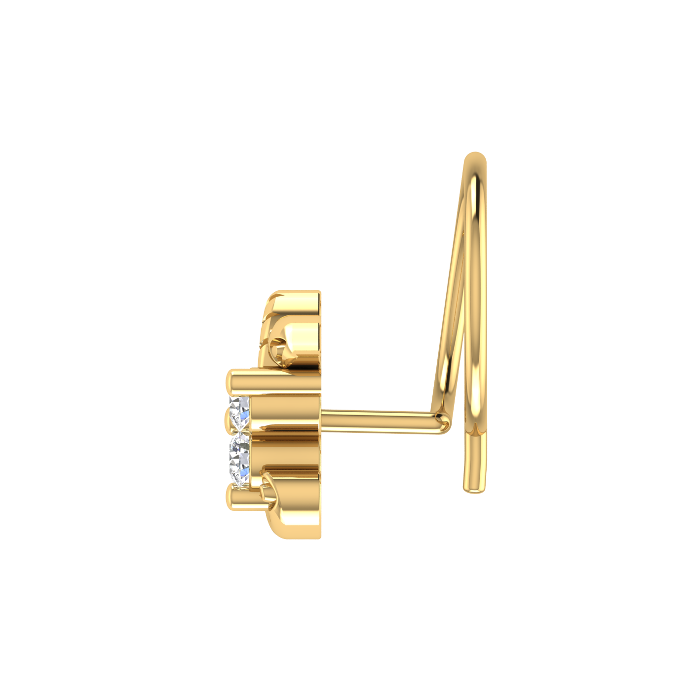 14K Gold Floral & Abstract Design 0.06ct Natural Diamond Nose Pin