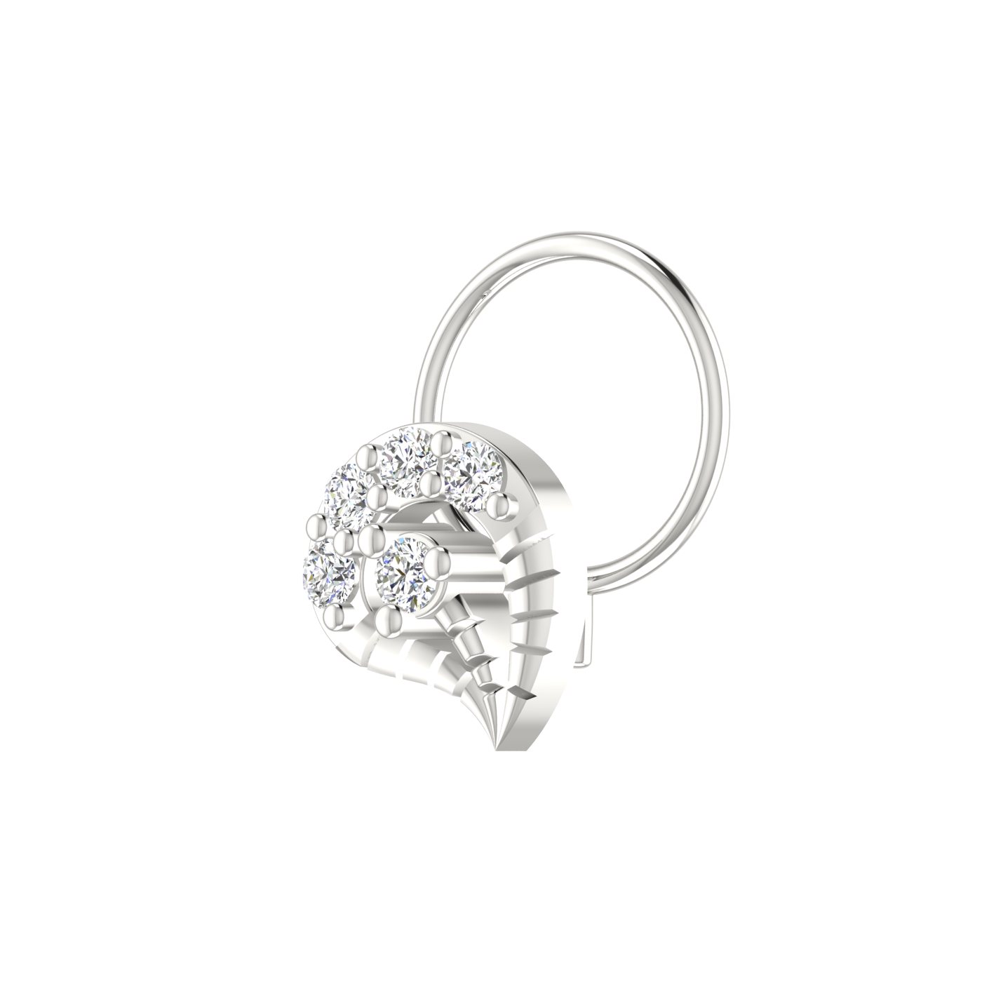 14K Gold Floral & Paisley-Shaped Design  0.1ct Natural Diamond Nose Pin