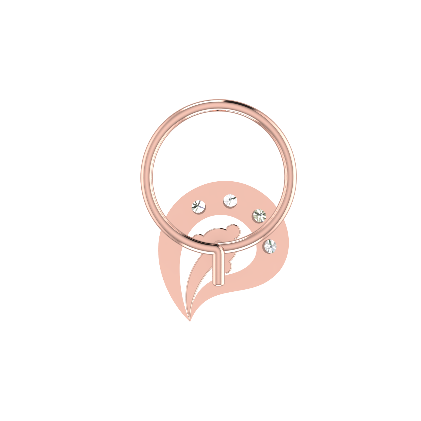 14K Gold Floral & Paisley-Shaped Design  0.1ct Natural Diamond Nose Pin