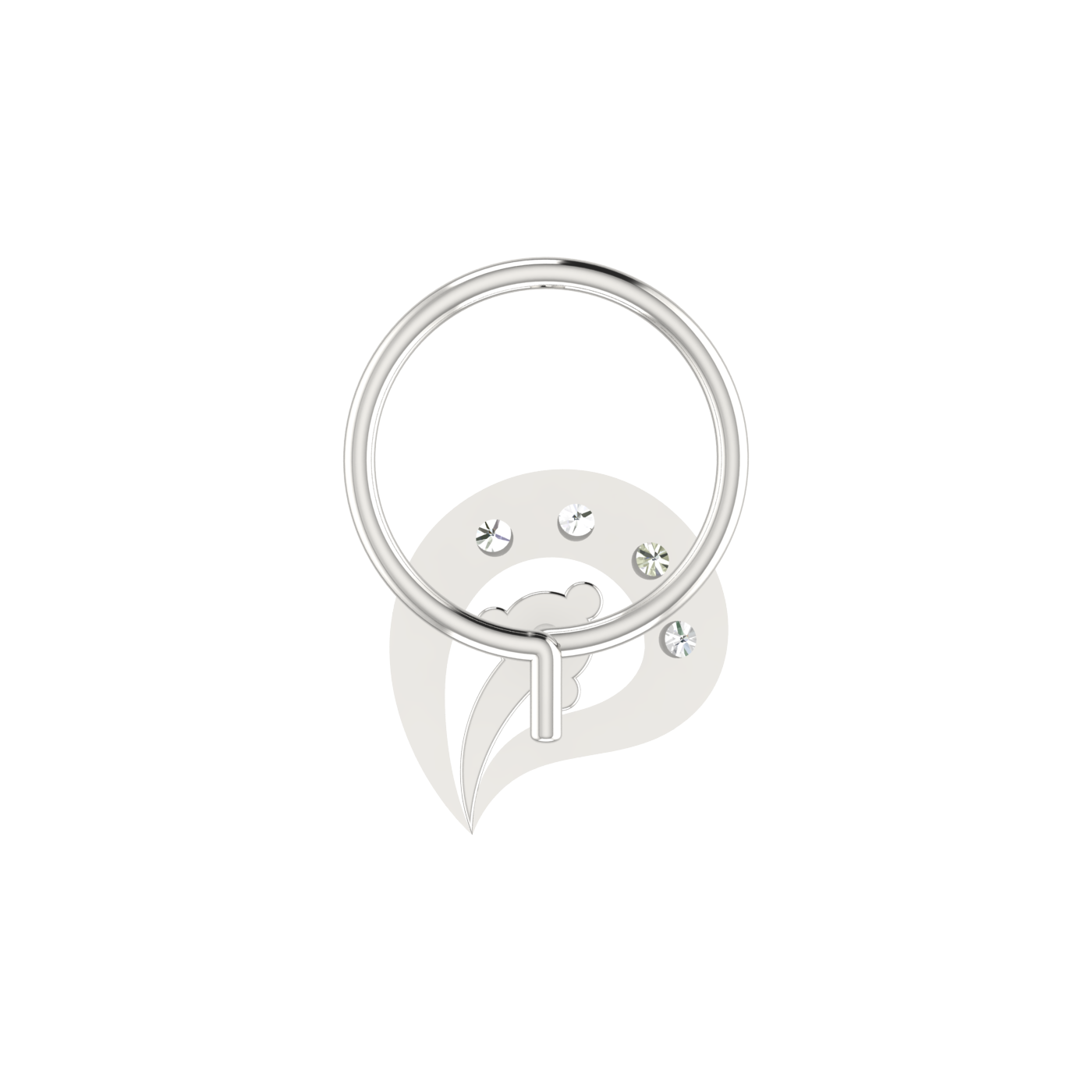 14K Gold Floral & Paisley-Shaped Design  0.1ct Natural Diamond Nose Pin