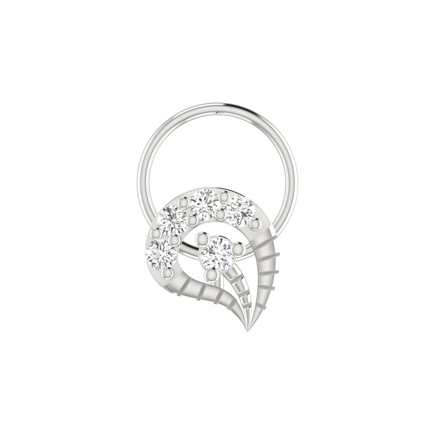 14K Gold Floral & Paisley-Shaped Design  0.1ct Natural Diamond Nose Pin