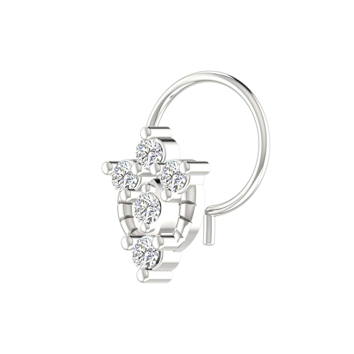 14K Gold Floral & Cluster Design 0.11ct Natural Diamond Nose Pin