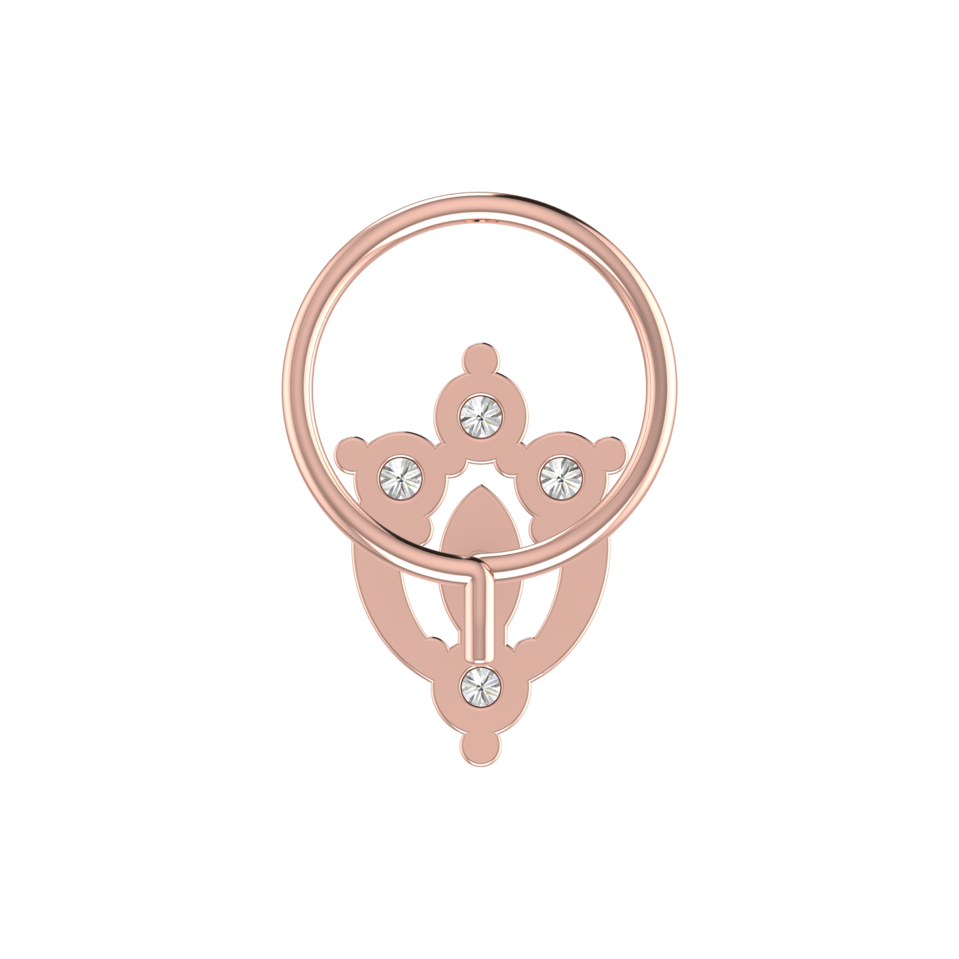 14K Gold Floral & Cluster Design 0.11ct Natural Diamond Nose Pin