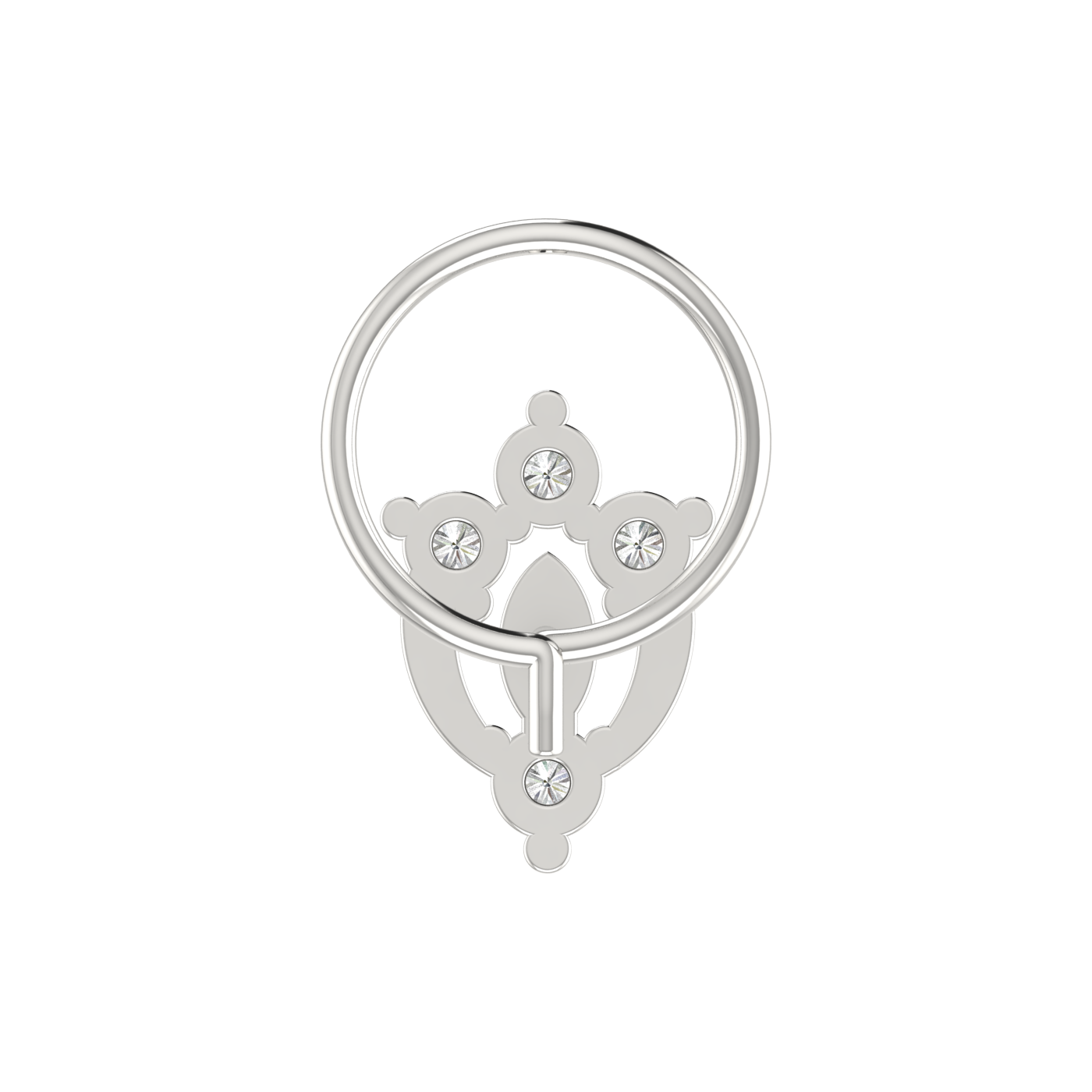 14K Gold Floral & Cluster Design 0.11ct Natural Diamond Nose Pin