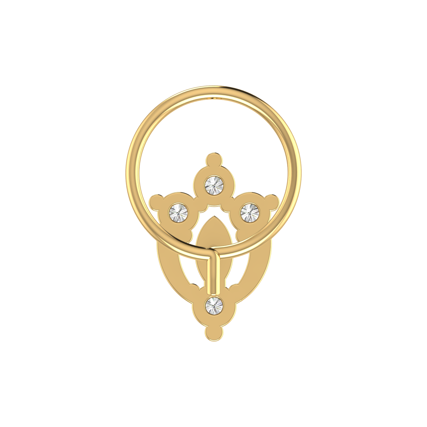 14K Gold Floral & Cluster Design 0.11ct Natural Diamond Nose Pin