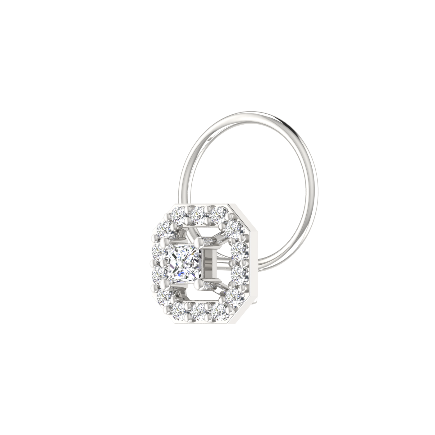 Cluster Square Halo 0.11 Ct Lab Grown Nose Pin