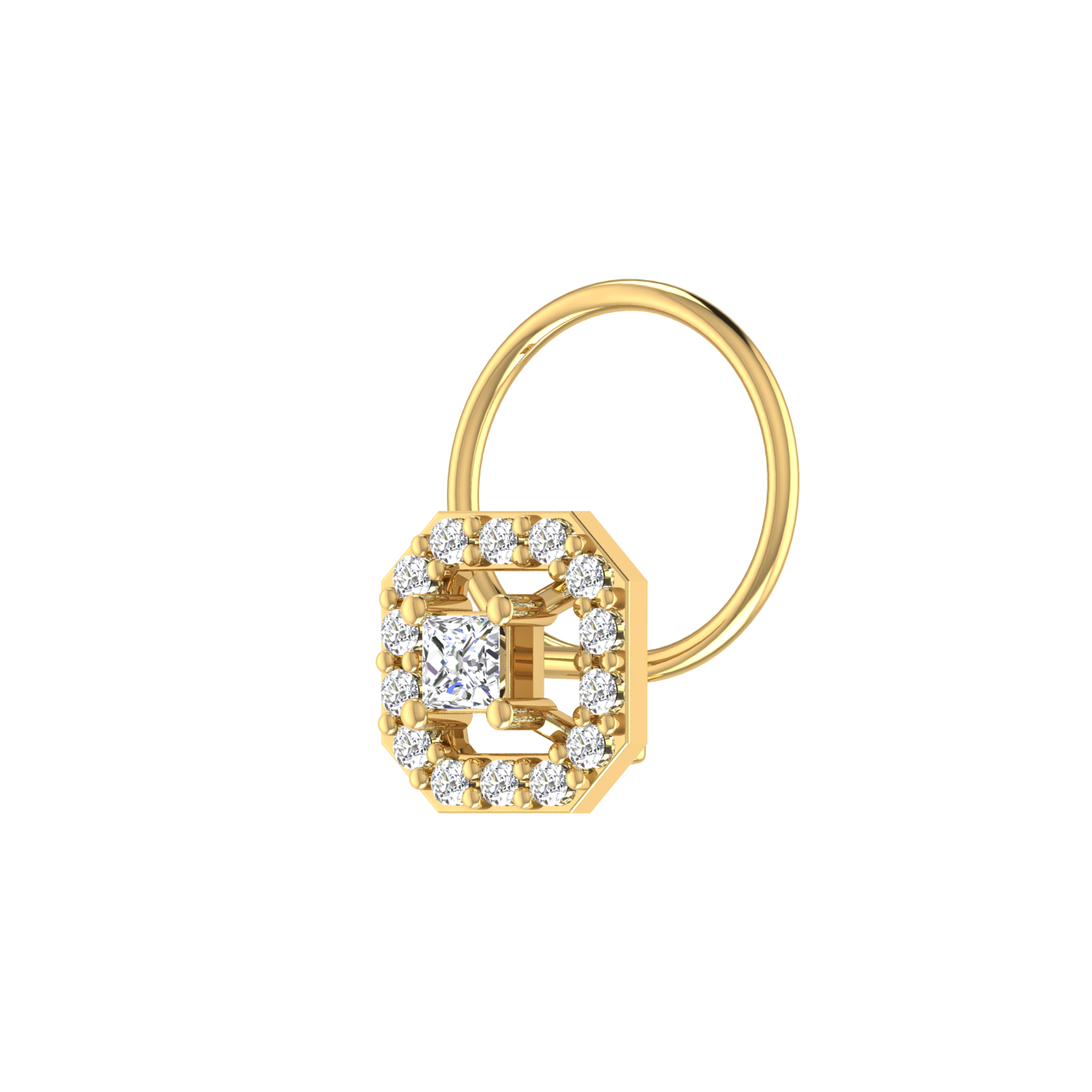 Cluster Square Halo 0.11 Ct Lab Grown Nose Pin