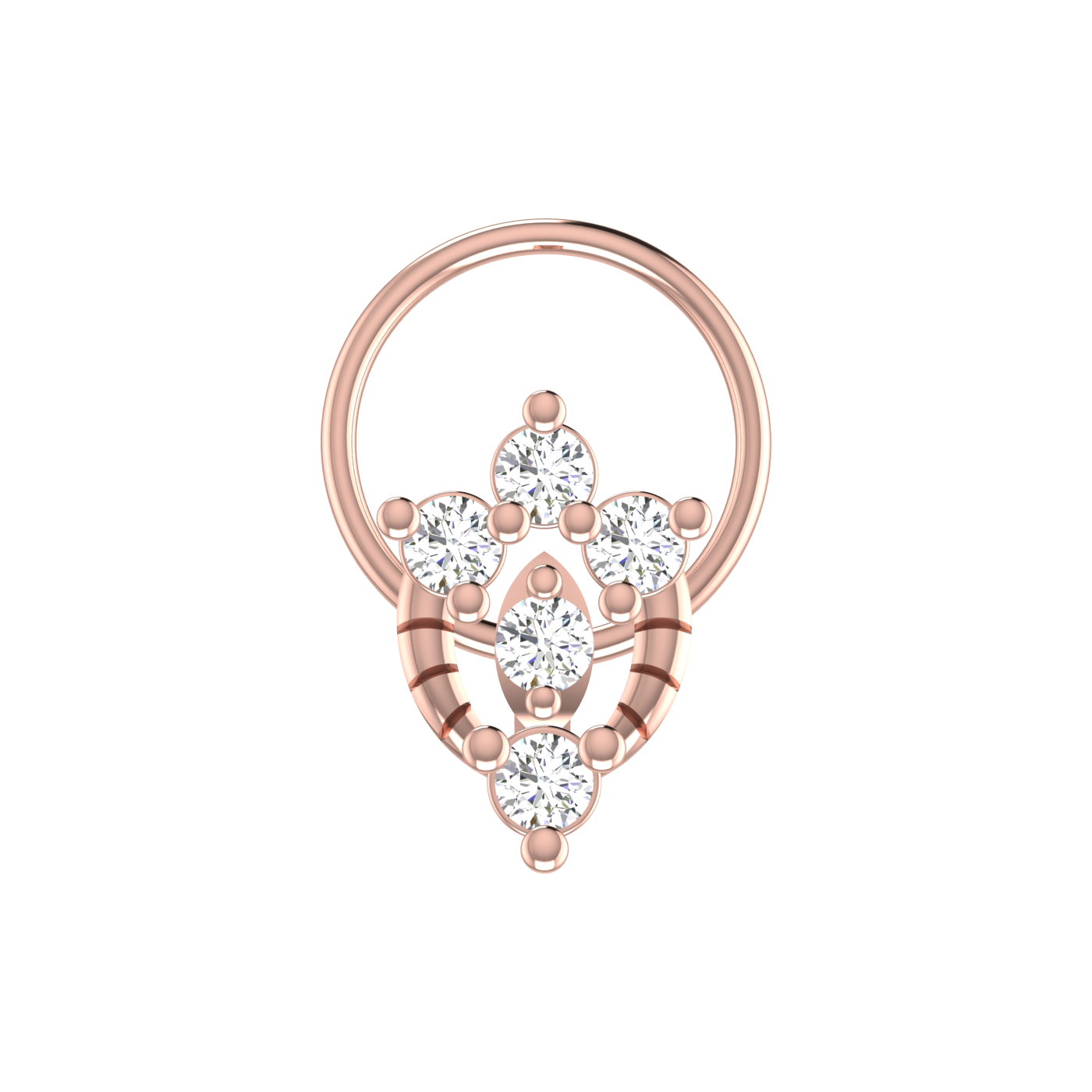 14K Gold Floral & Cluster Design 0.11ct Natural Diamond Nose Pin