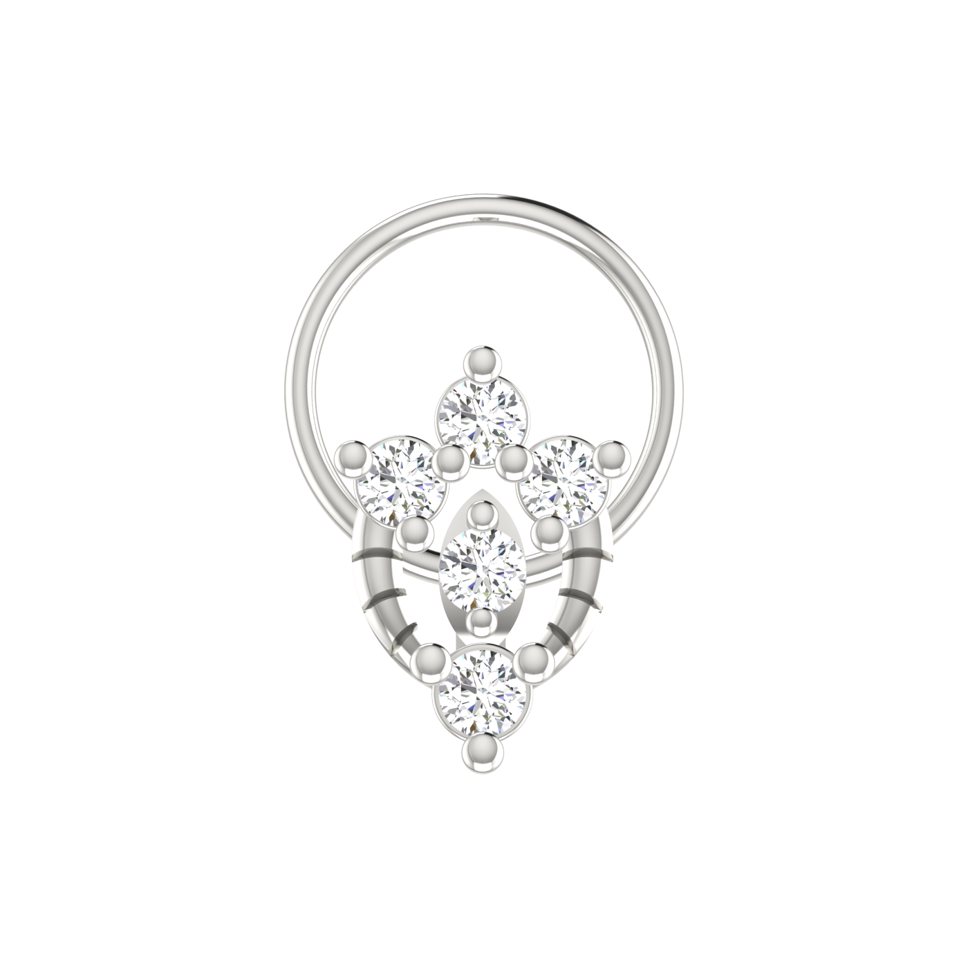 14K Gold Floral & Cluster Design 0.11ct Natural Diamond Nose Pin