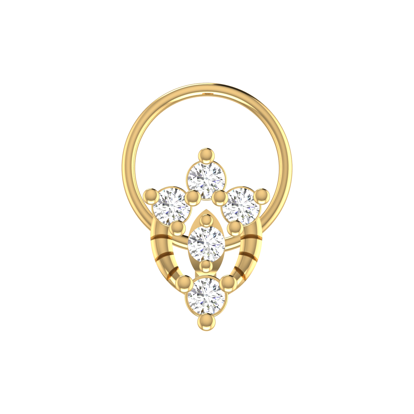 14K Gold Floral & Cluster Design 0.11ct Natural Diamond Nose Pin
