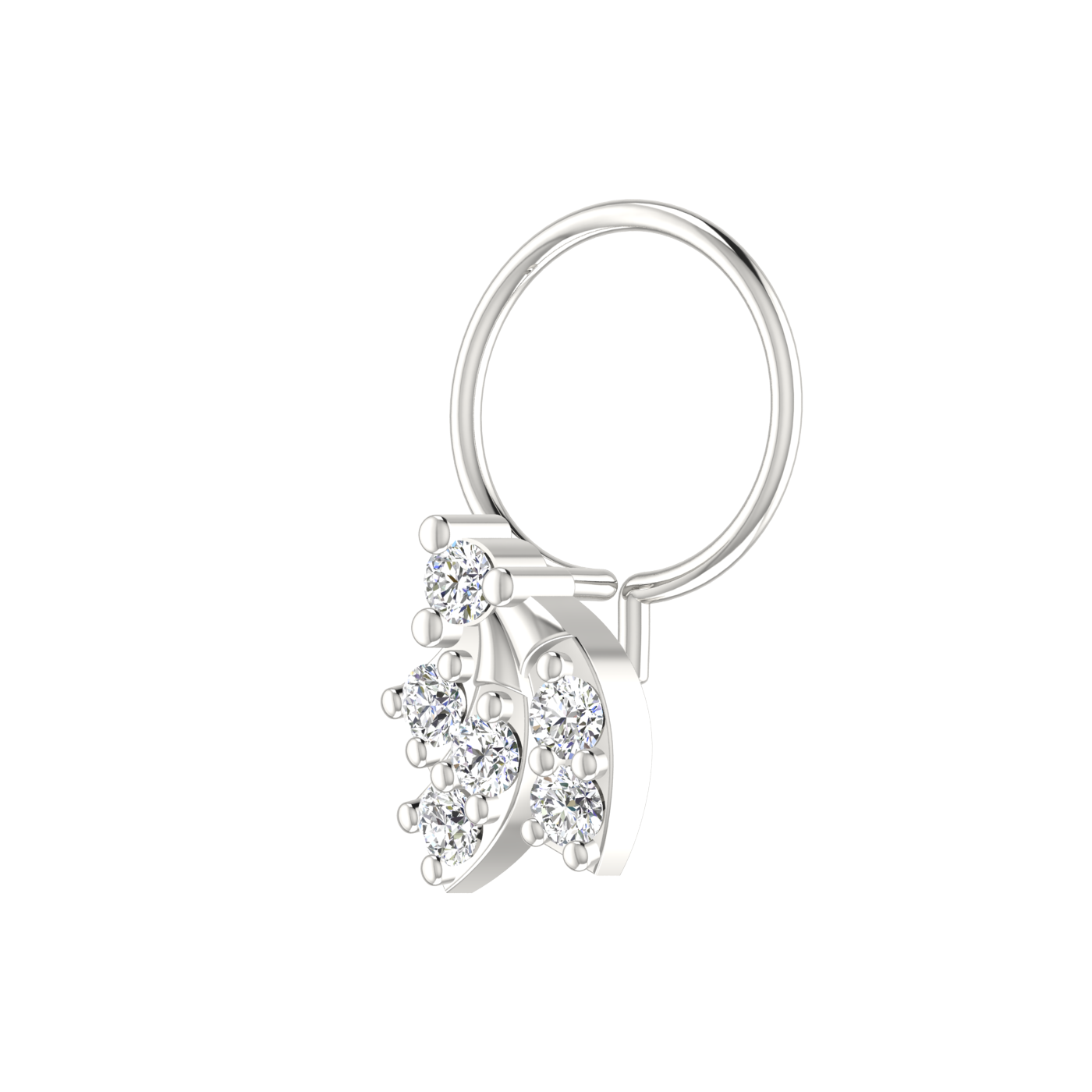 14K Gold Cluster & Floral Design 0.12ct Natural Diamond Nose Pin