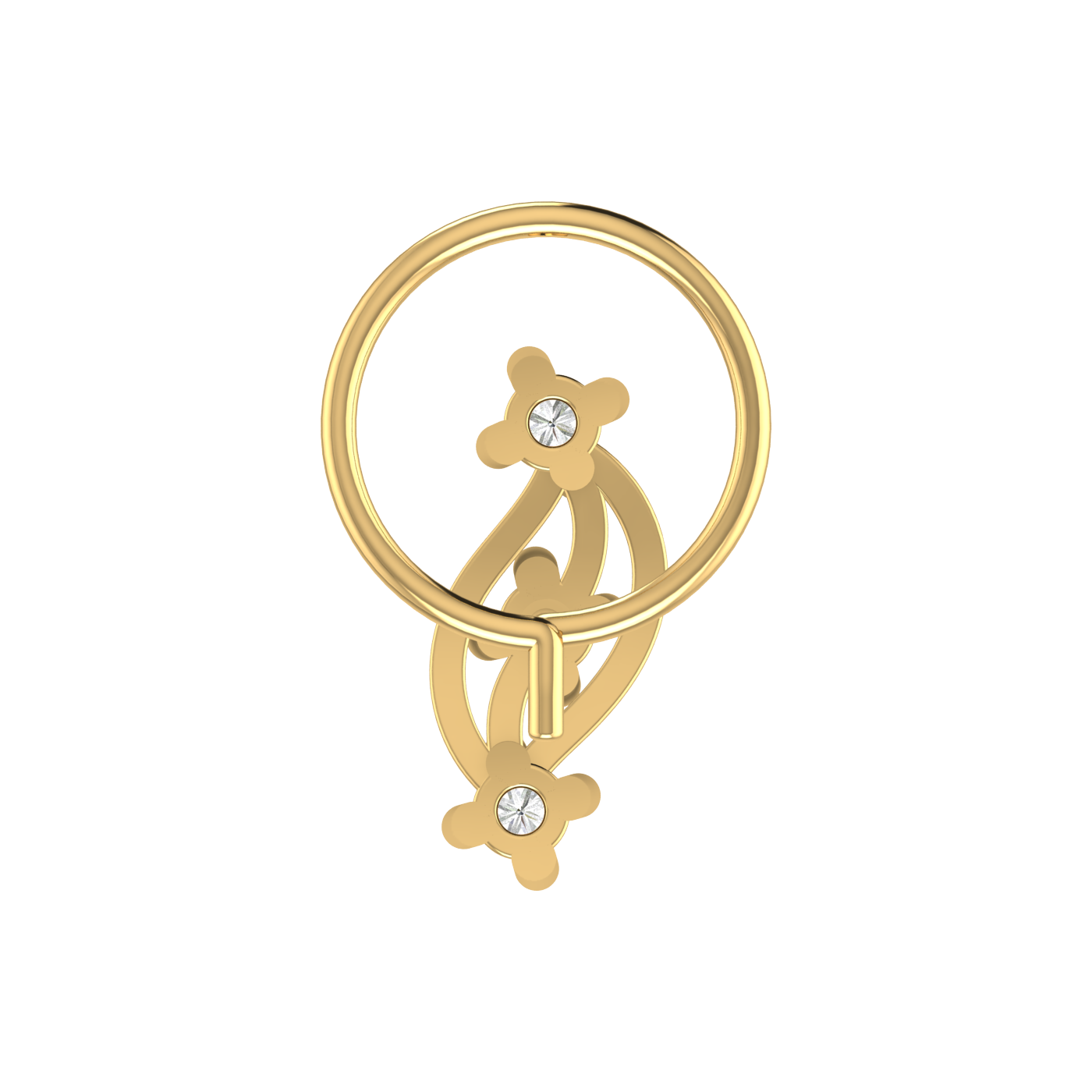 14K Gold Ethereal Swirl Design 0.06 ct Natural Diamond Nose Pin