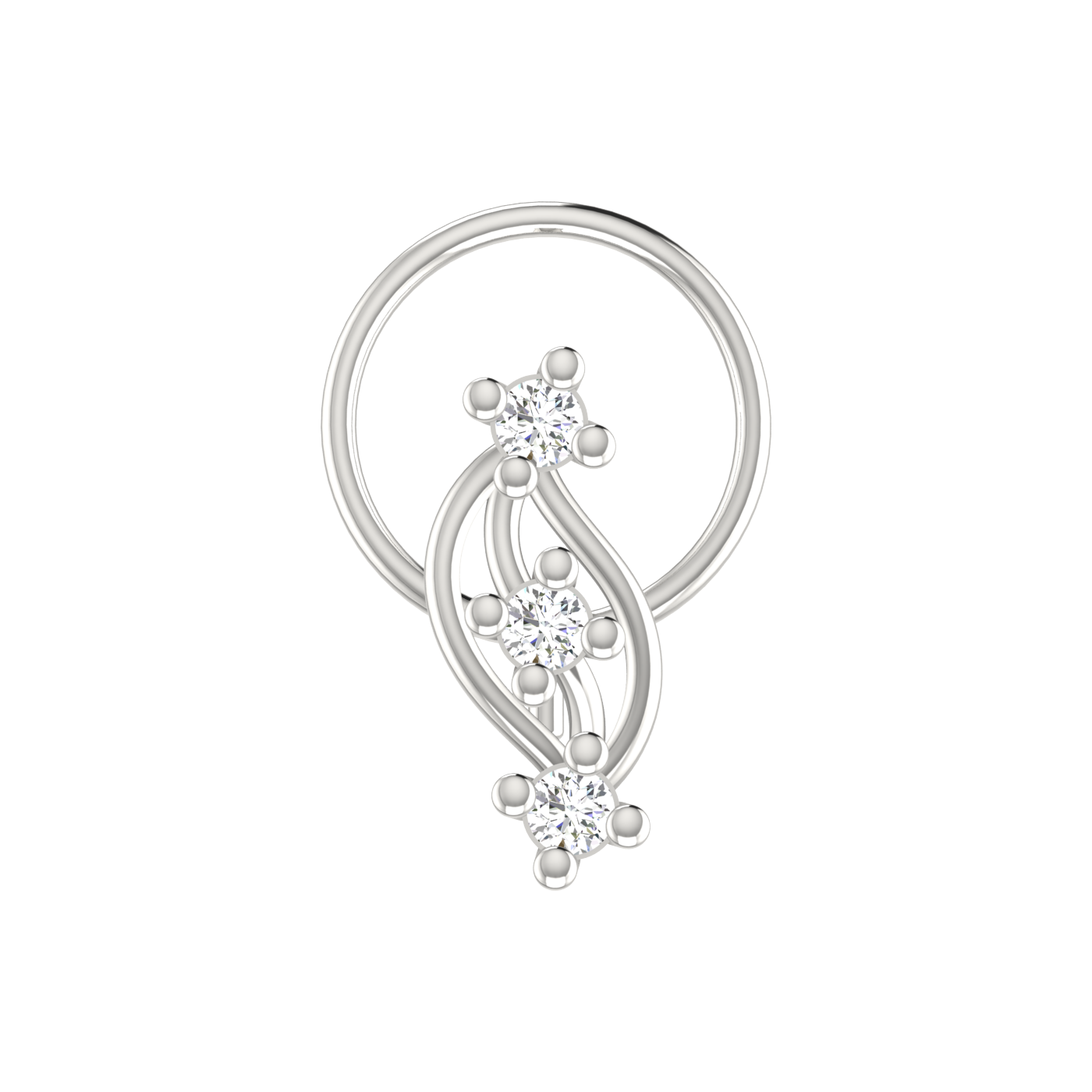 14K Gold Ethereal Swirl Design 0.06 ct Natural Diamond Nose Pin