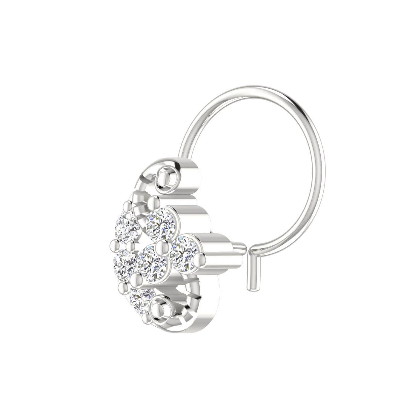 14K Gold Floral Cascade Design 0.12ct Natural Diamond Nose Pin