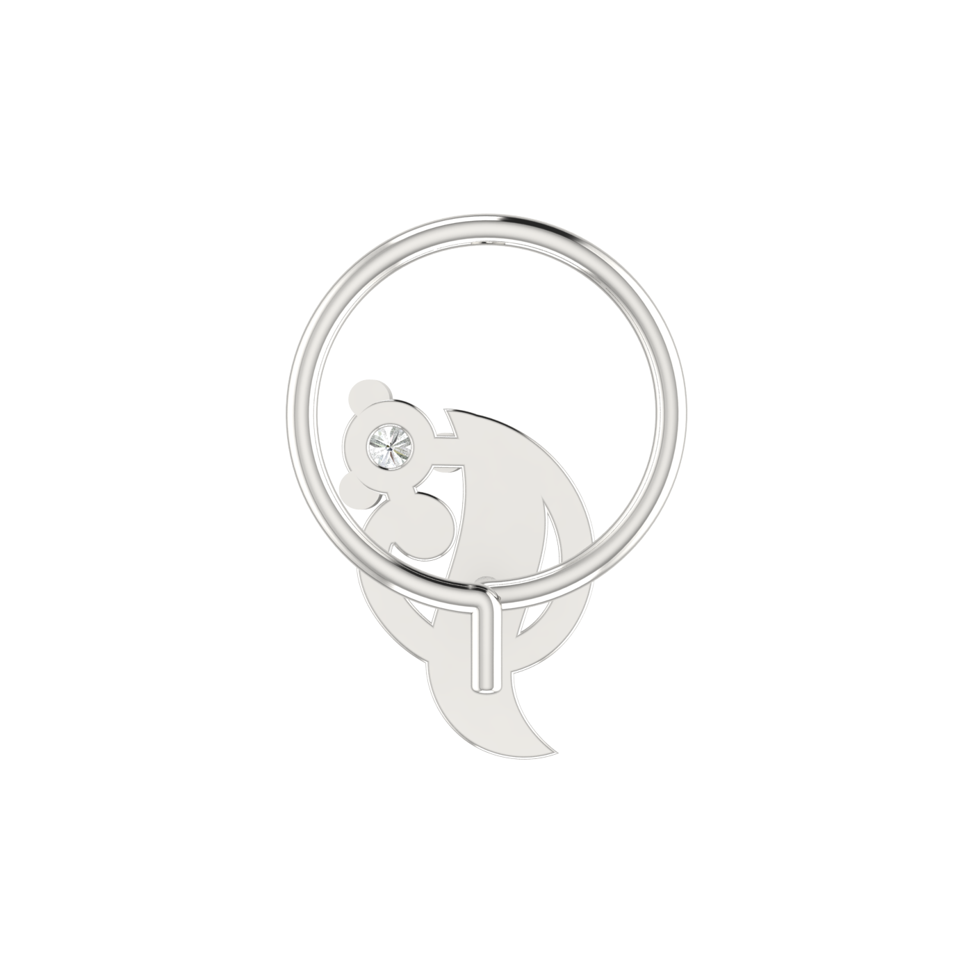 14K Gold Mystic Wave Design 0.08ct Natural Diamond Nose Pin