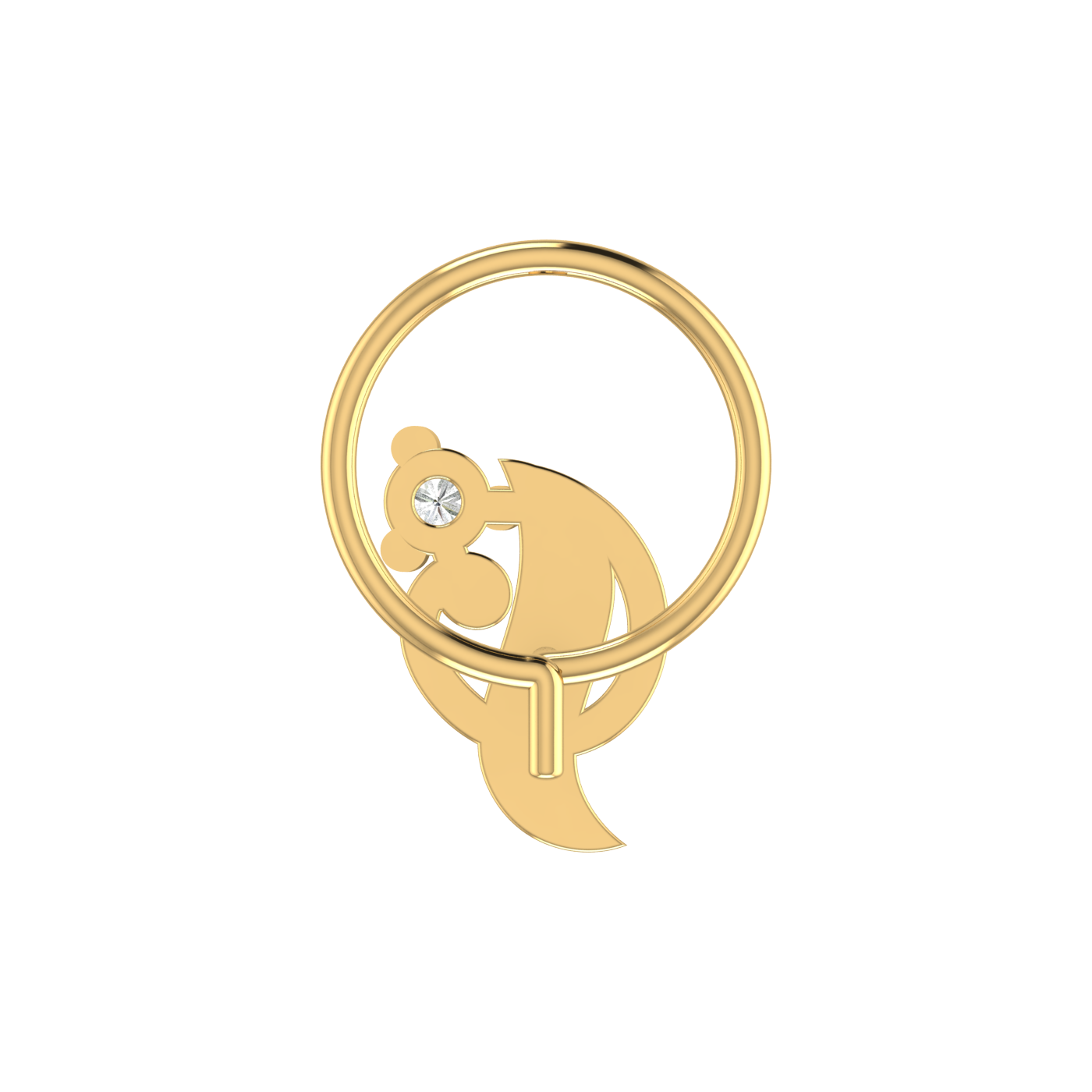 14K Gold Mystic Wave Design 0.08ct Natural Diamond Nose Pin