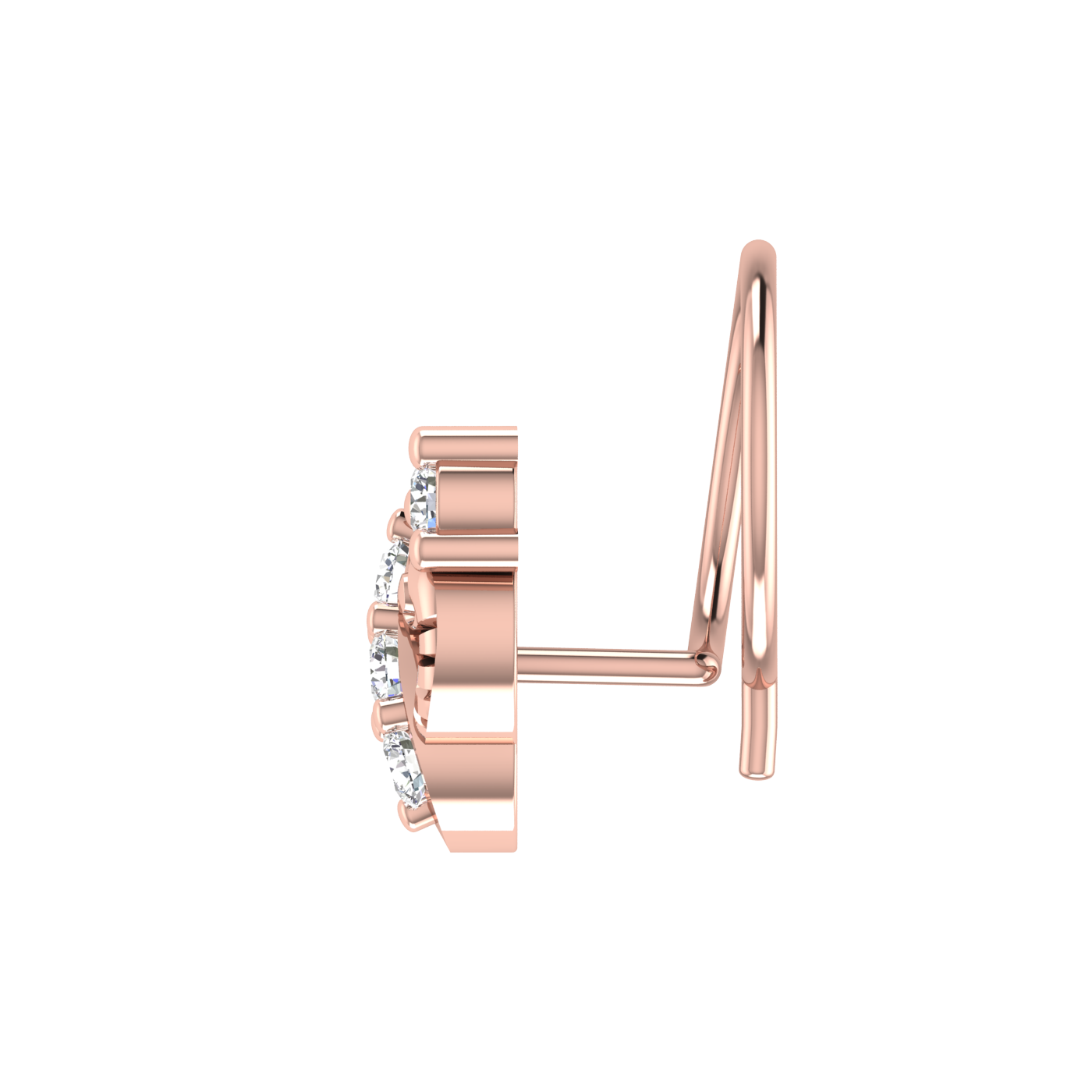 14K Gold Mystic Wave Design 0.08ct Natural Diamond Nose Pin