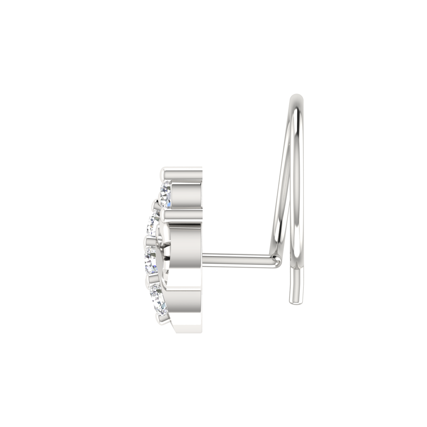 14K Gold Mystic Wave Design 0.08ct Natural Diamond Nose Pin