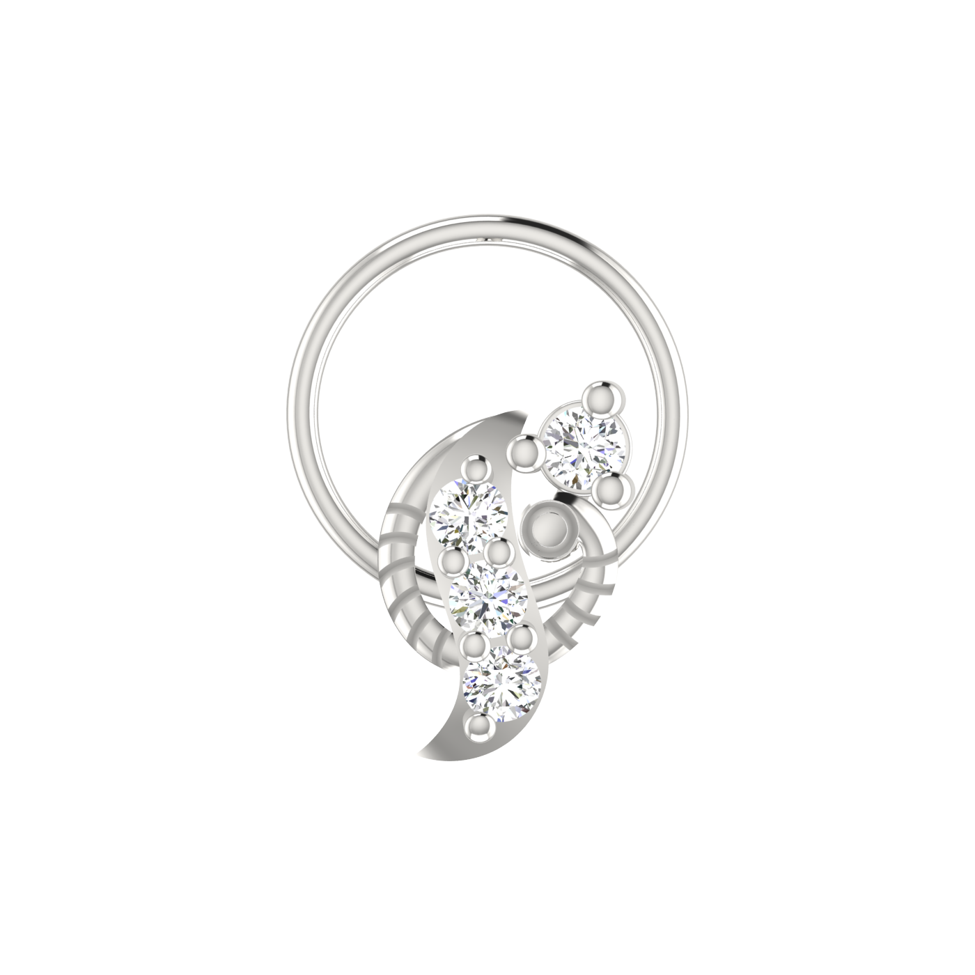14K Gold Mystic Wave Design 0.08ct Natural Diamond Nose Pin