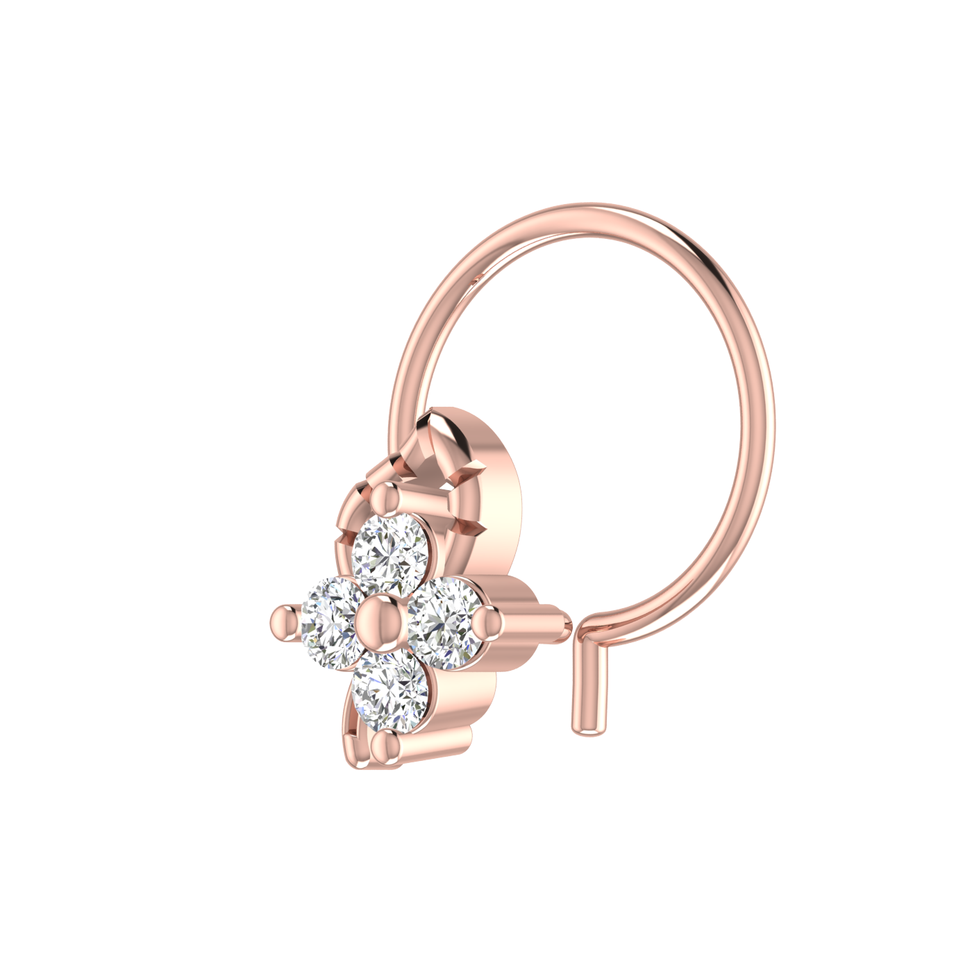 14K Gold Blossom Glow Design 0.08ct Natural Diamond Nose Pin