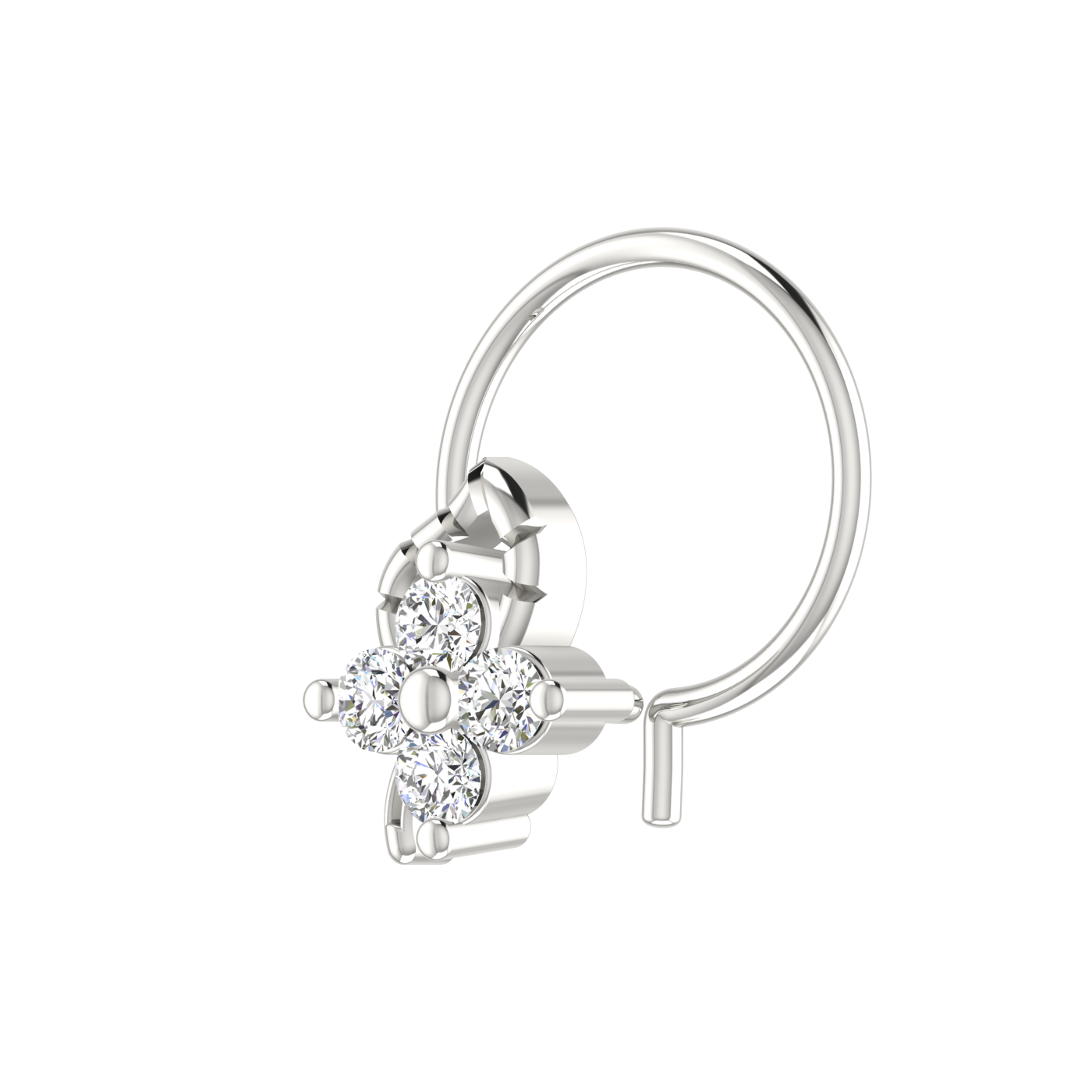 14K Gold Blossom Glow Design 0.08ct Natural Diamond Nose Pin