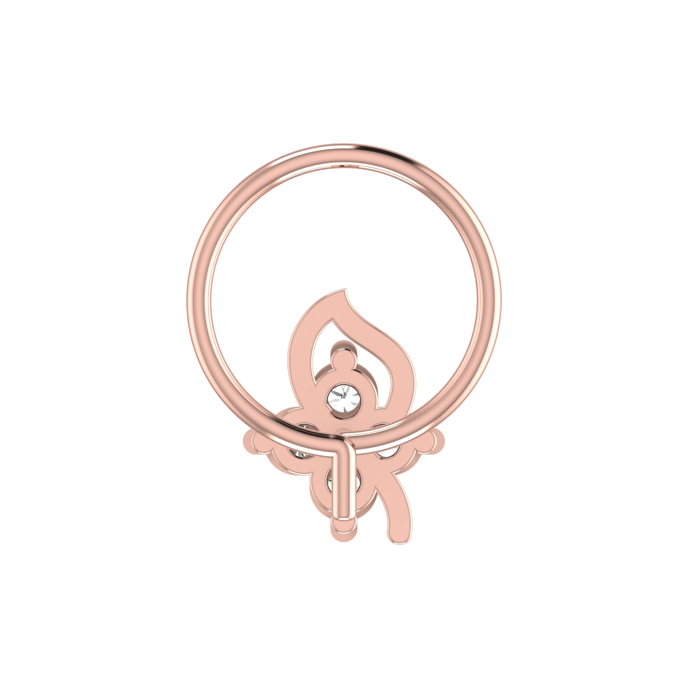 14K Gold Blossom Glow Design 0.08ct Natural Diamond Nose Pin