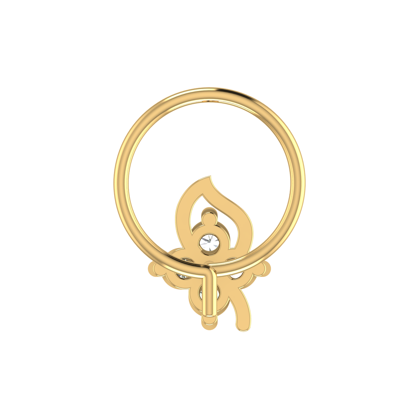 14K Gold Blossom Glow Design 0.08ct Natural Diamond Nose Pin