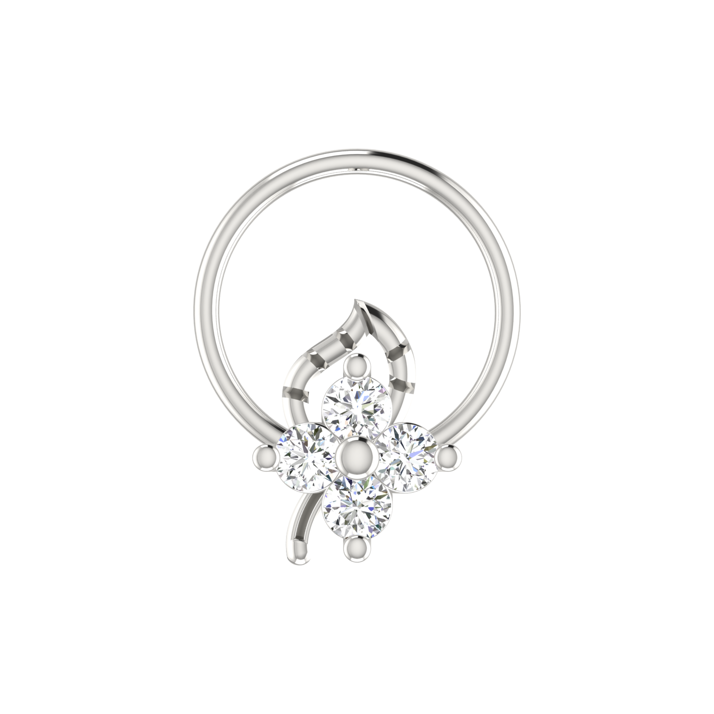 14K Gold Blossom Glow Design 0.08ct Natural Diamond Nose Pin