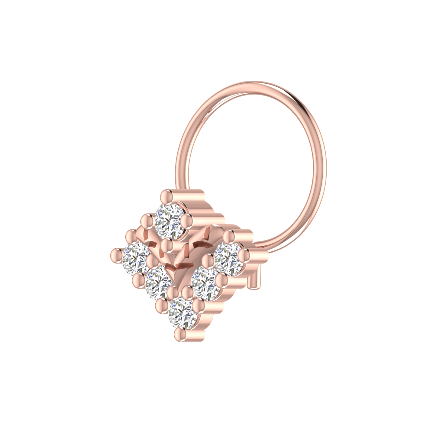 14K Gold Regal Radiance Design 0.13ct Natural Diamond Nose Pin