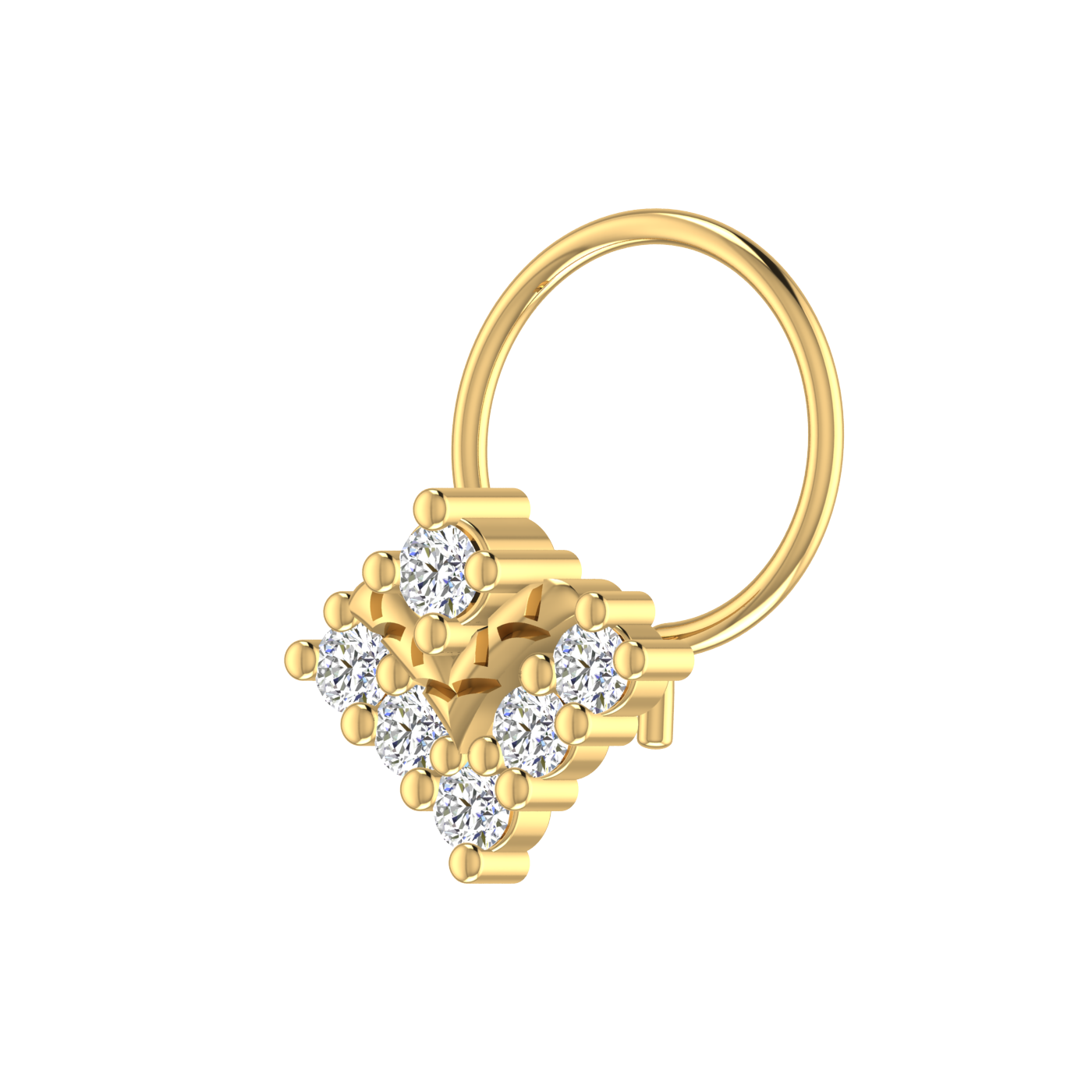 14K Gold Regal Radiance Design 0.13ct Natural Diamond Nose Pin