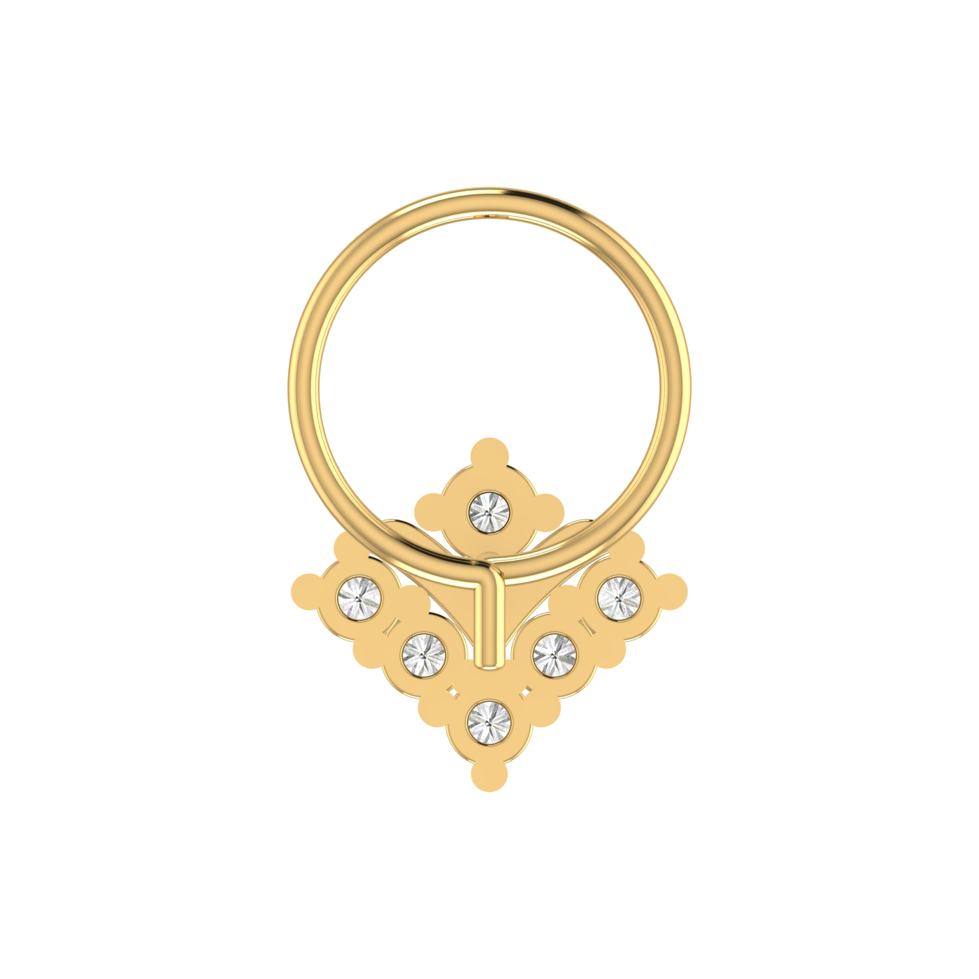 14K Gold Regal Radiance Design 0.13ct Natural Diamond Nose Pin