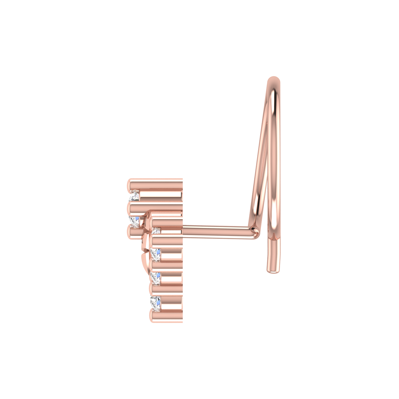 14K Gold Regal Radiance Design 0.13ct Natural Diamond Nose Pin