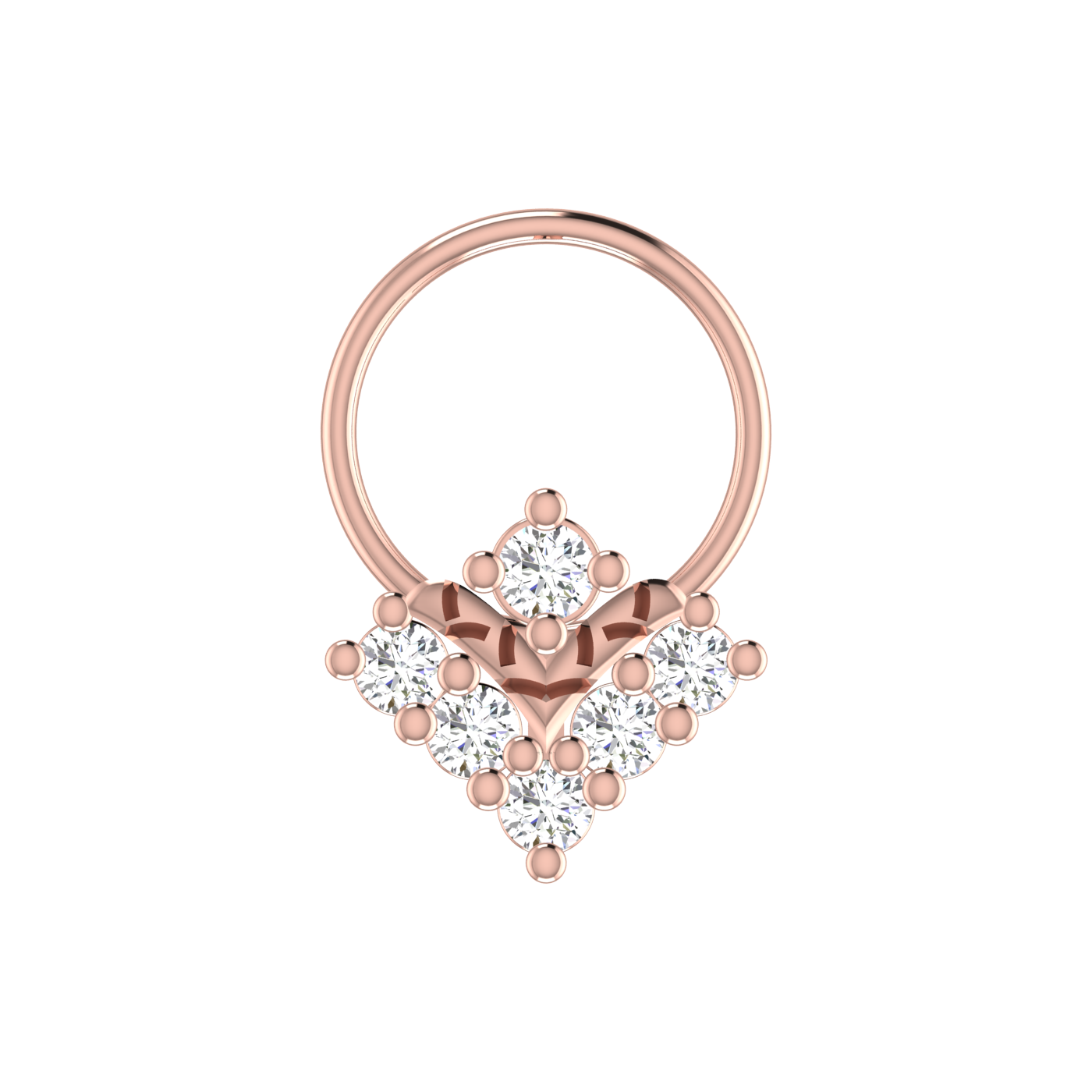 14K Gold Regal Radiance Design 0.13ct Natural Diamond Nose Pin