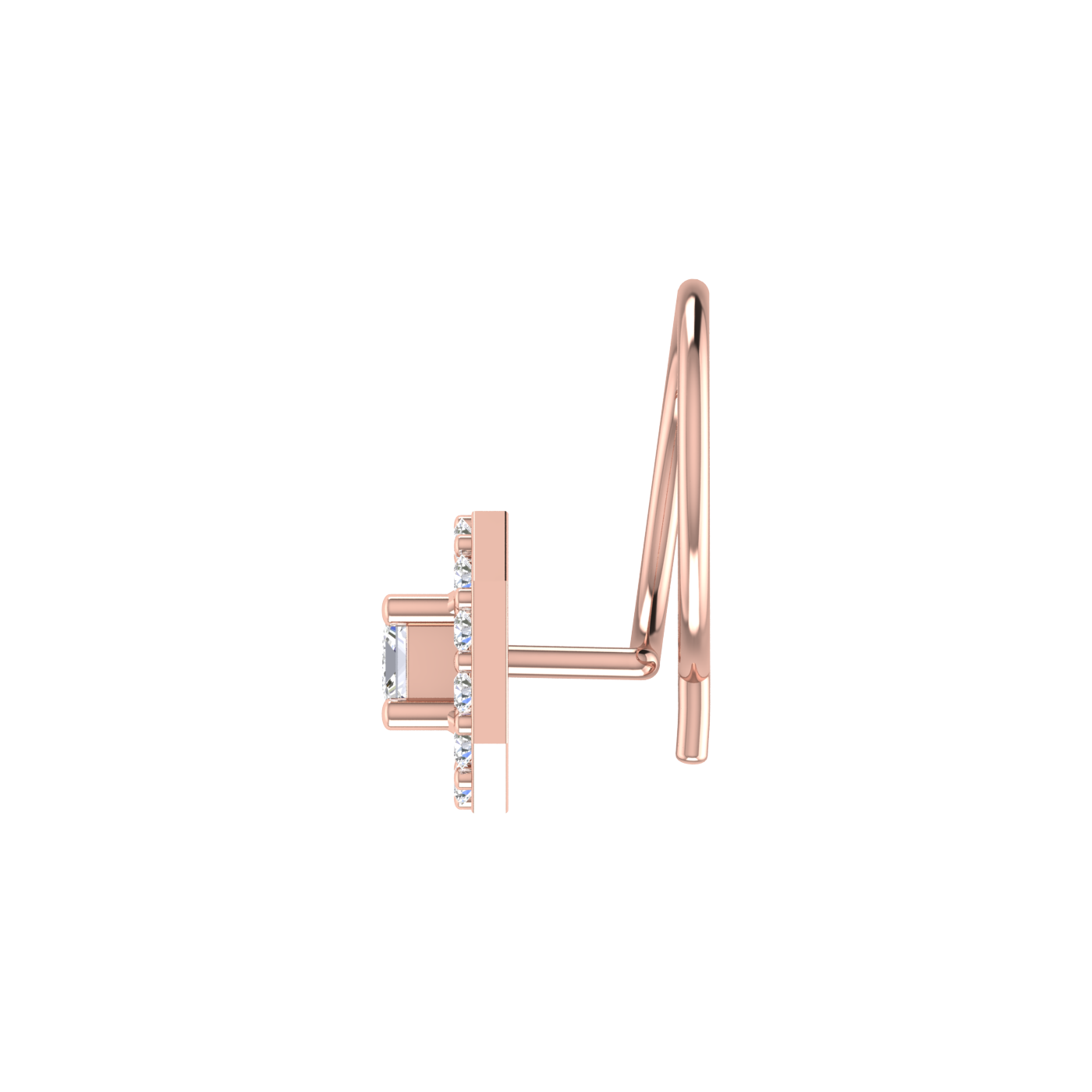 Cluster Square Halo 0.11 Ct Lab Grown Nose Pin