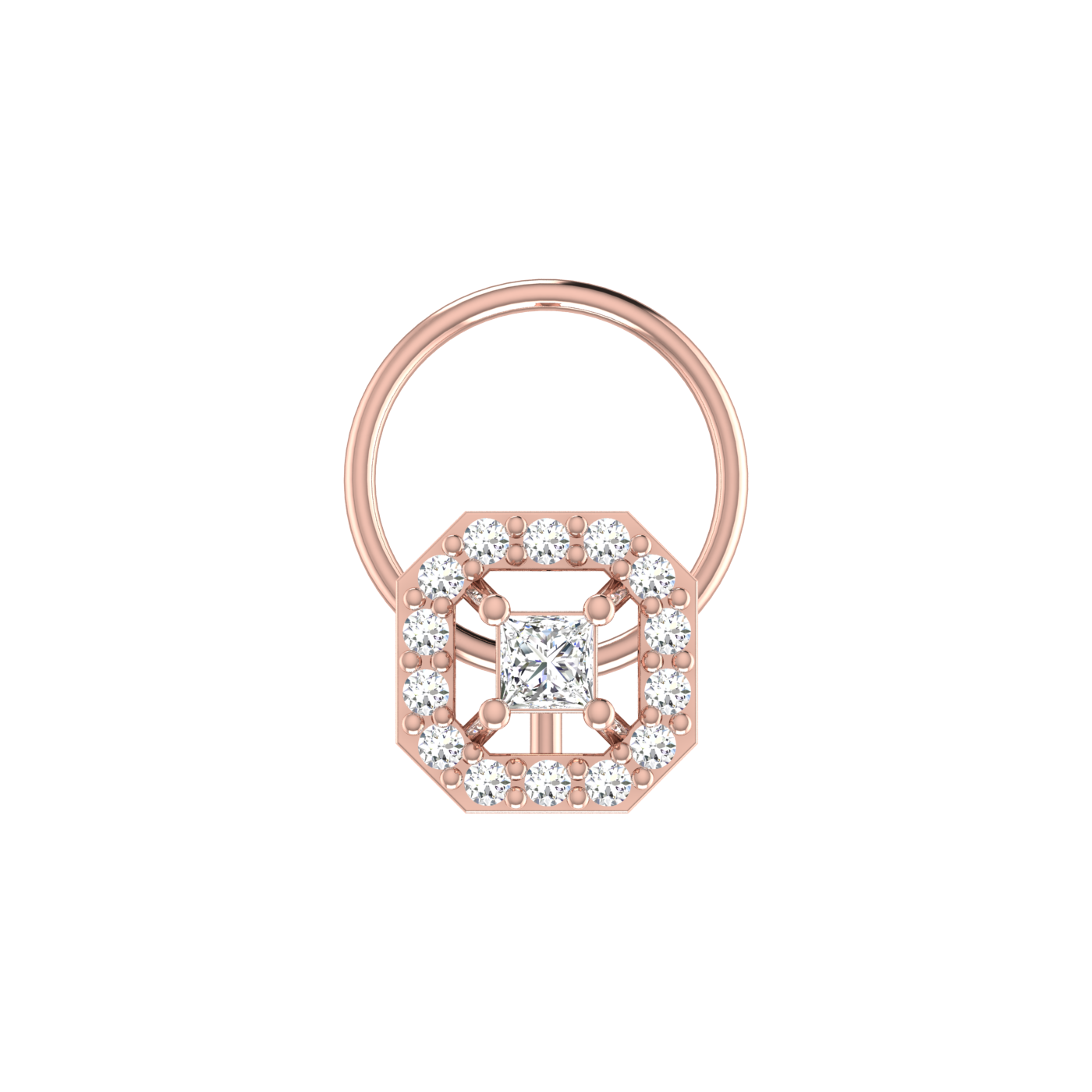 Cluster Square Halo 0.11 Ct Lab Grown Nose Pin