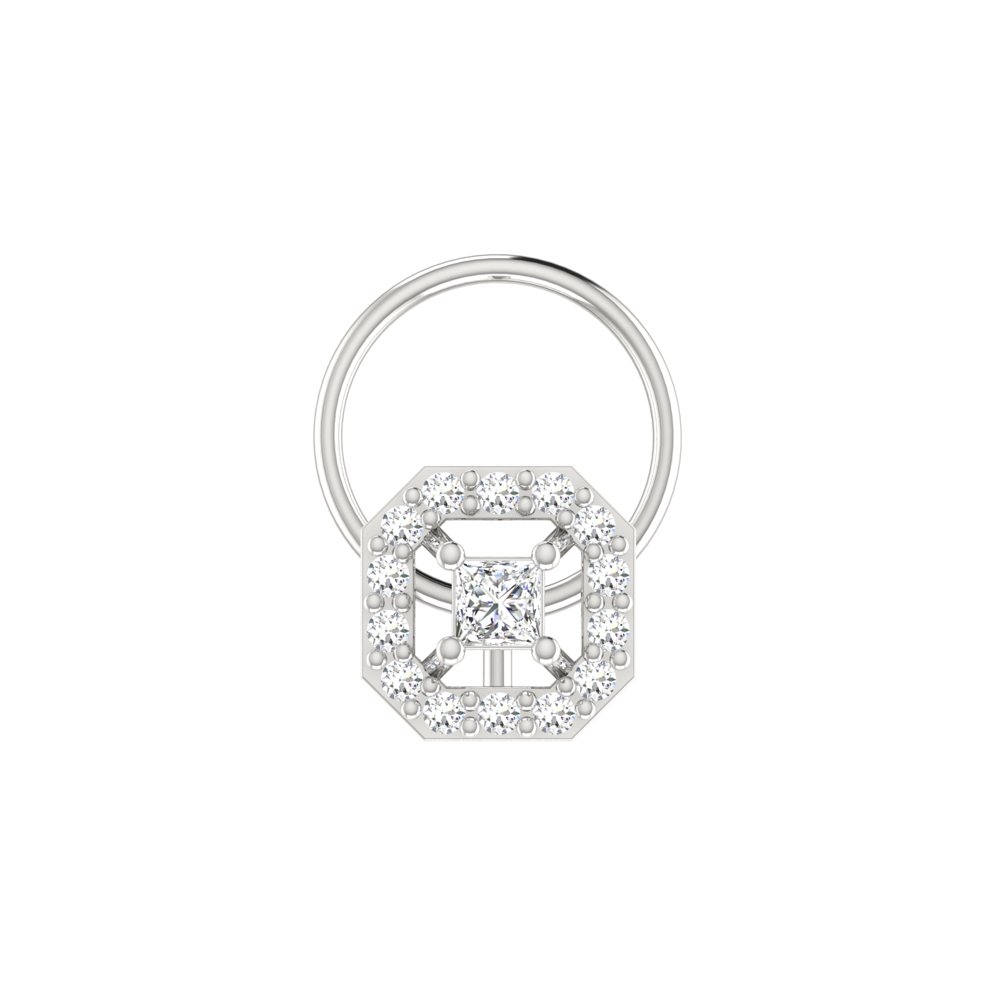 Cluster Square Halo 0.11 Ct Lab Grown Nose Pin
